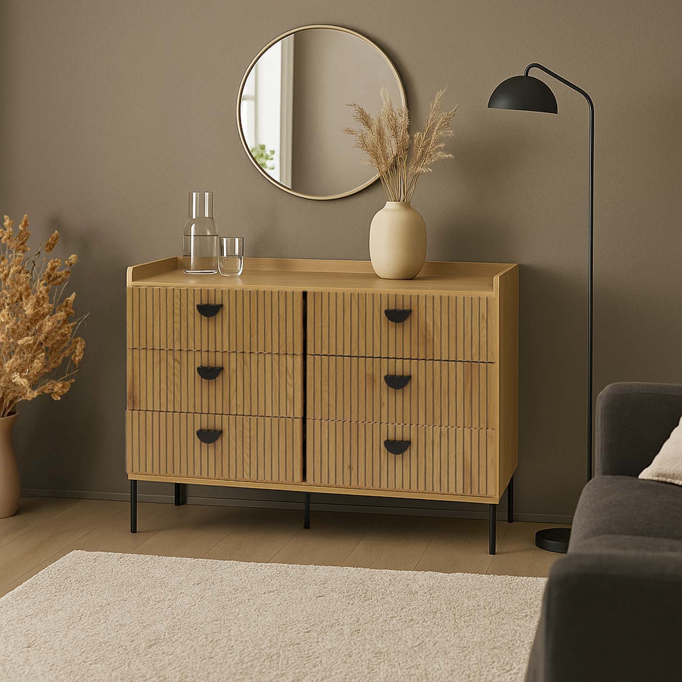 Kommode HWC-O39 Ambientebild in eine modernen Wohnzimmer