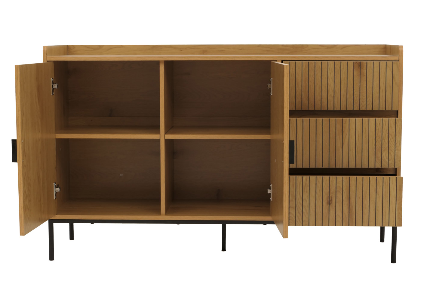 Sideboard HWC-O39 Frontansicht mit geöffneten Türen