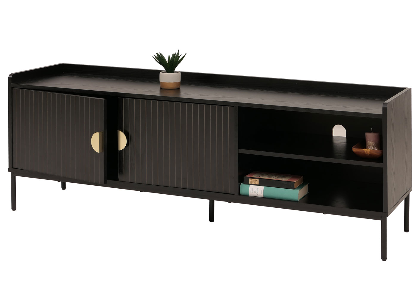 TV-Rack HWC-O39 mit Deko