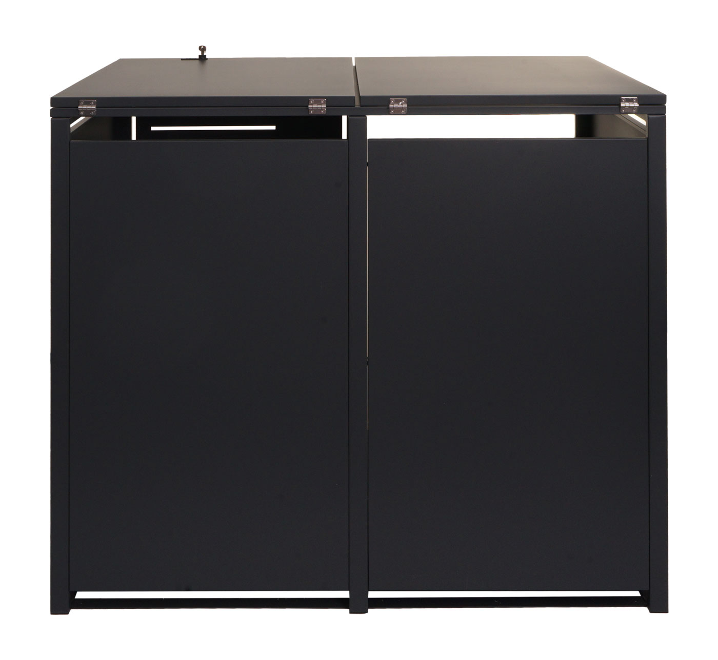 HWC-E83 Mülltonnenbox mit Brennholzregal Ansicht hinten