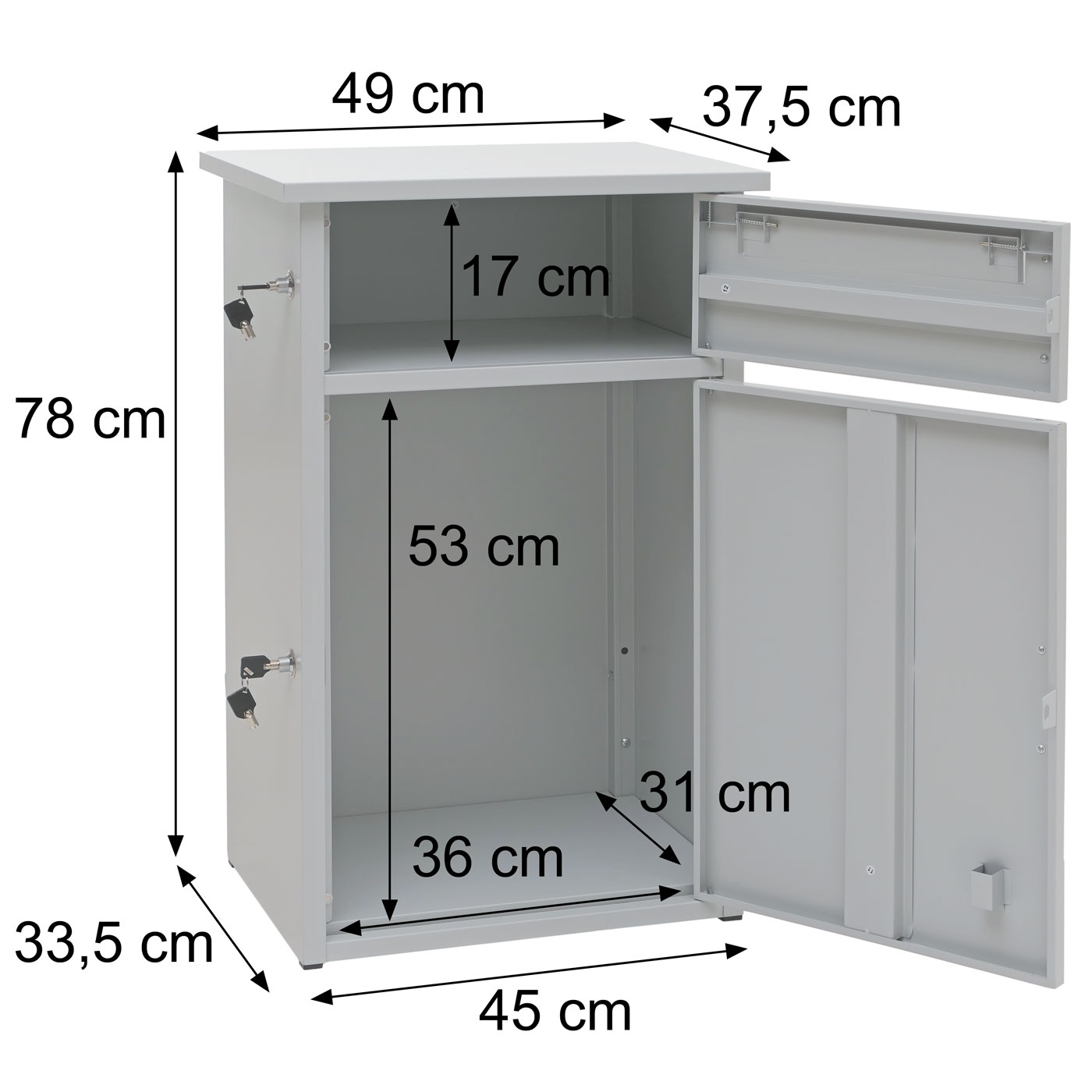 Paketkasten HWC-O51, Amessungen
