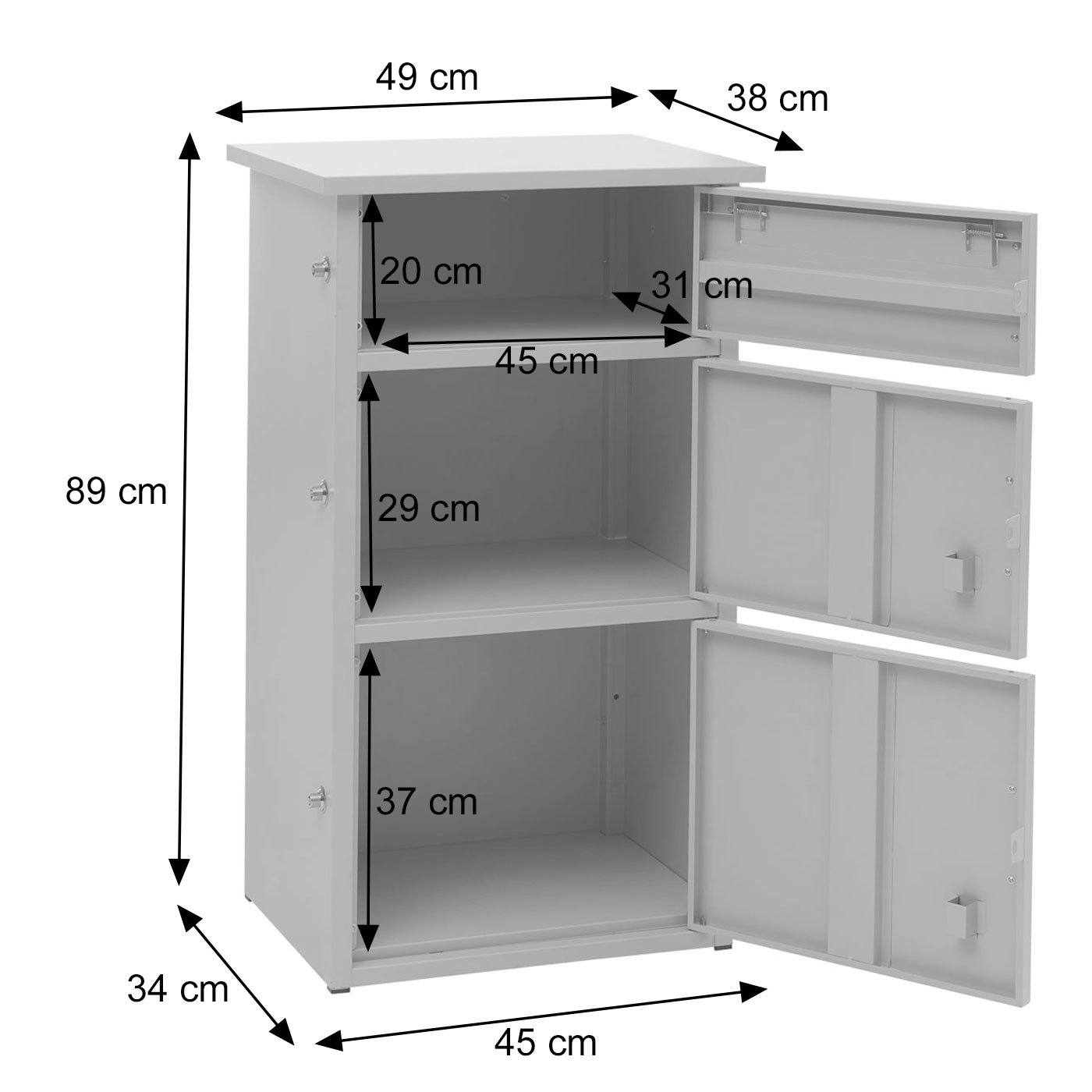 Paketkasten HWC-O51, Amessungen