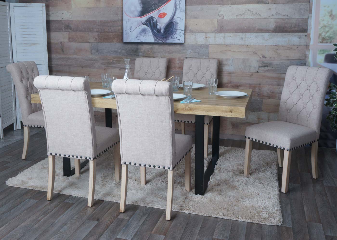 Esszimmerstuhl HWC-O66 beige, Ambintebild mit Dekoration