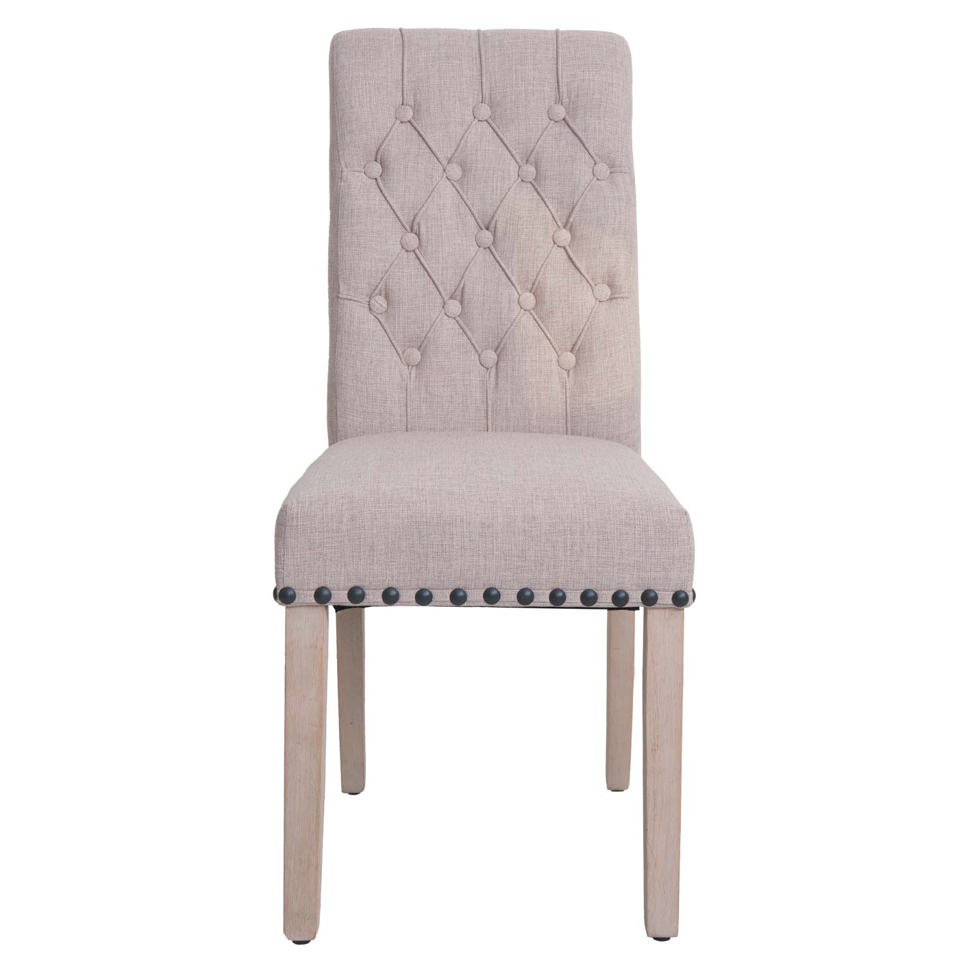 Esszimmerstuhl HWC-O66 beige, Frontansicht