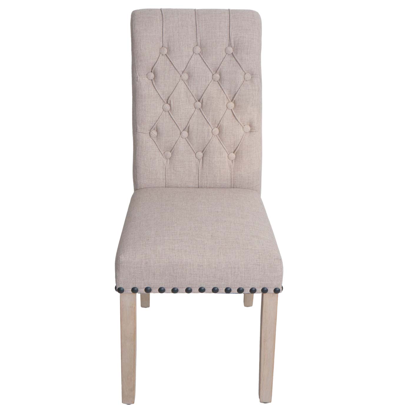 Esszimmerstuhl HWC-O66 beige, Frontansicht leicht von oben