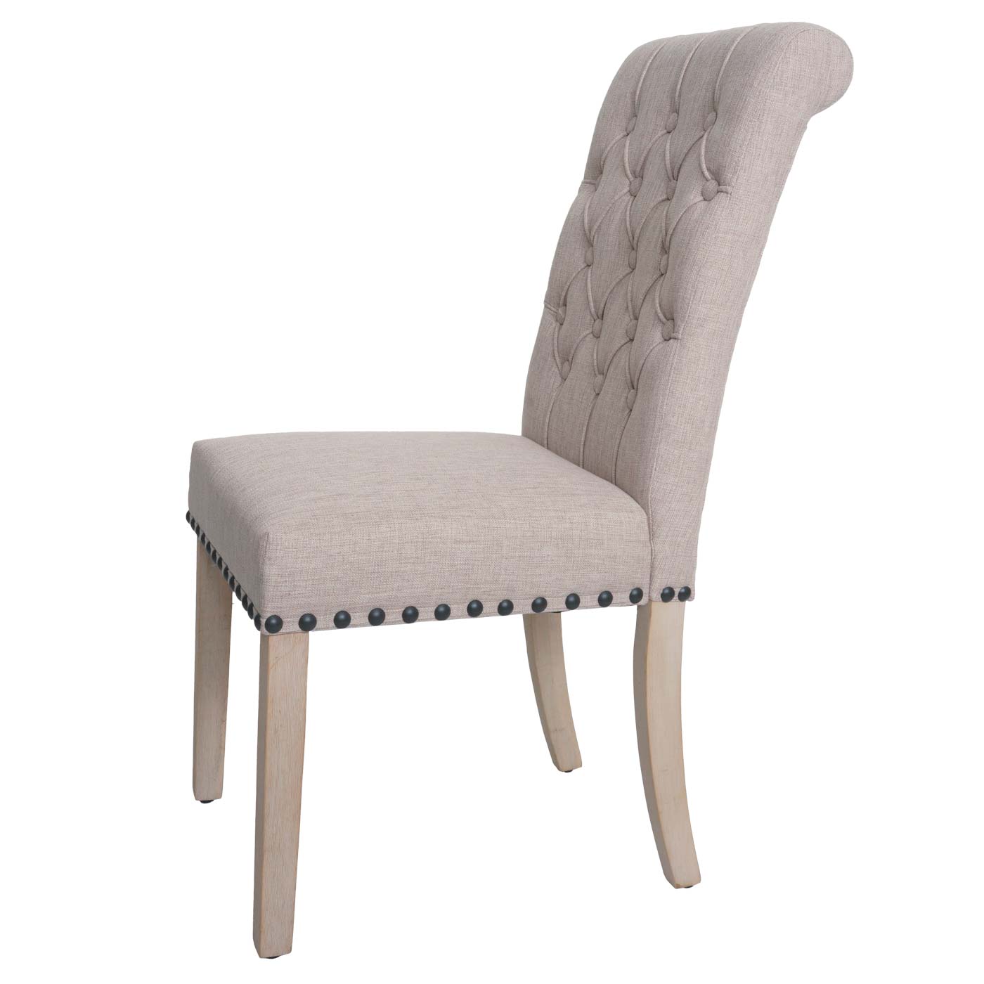 Esszimmerstuhl HWC-O66 beige, leicht seitliche Ansicht