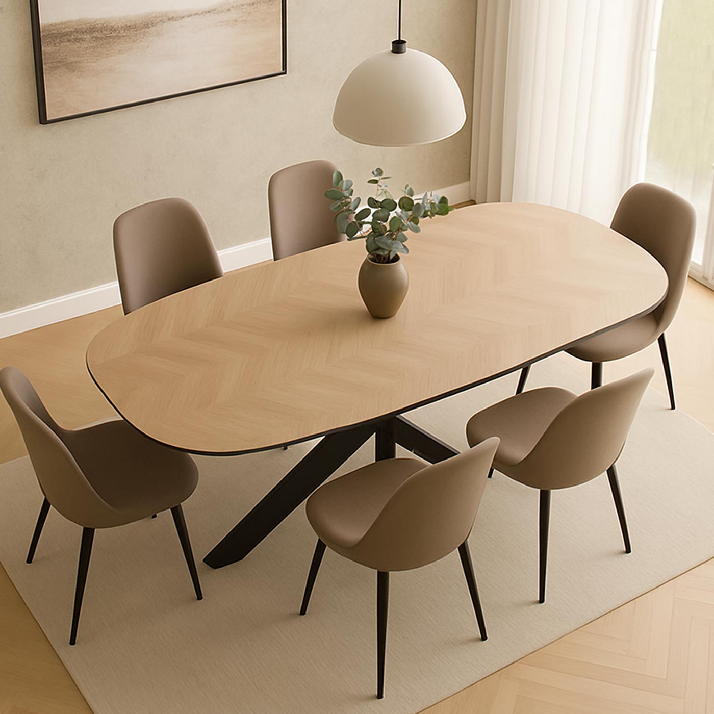 Esszimmertisch HWC-O56 Ambiente in einem modernen Wohnzimmer