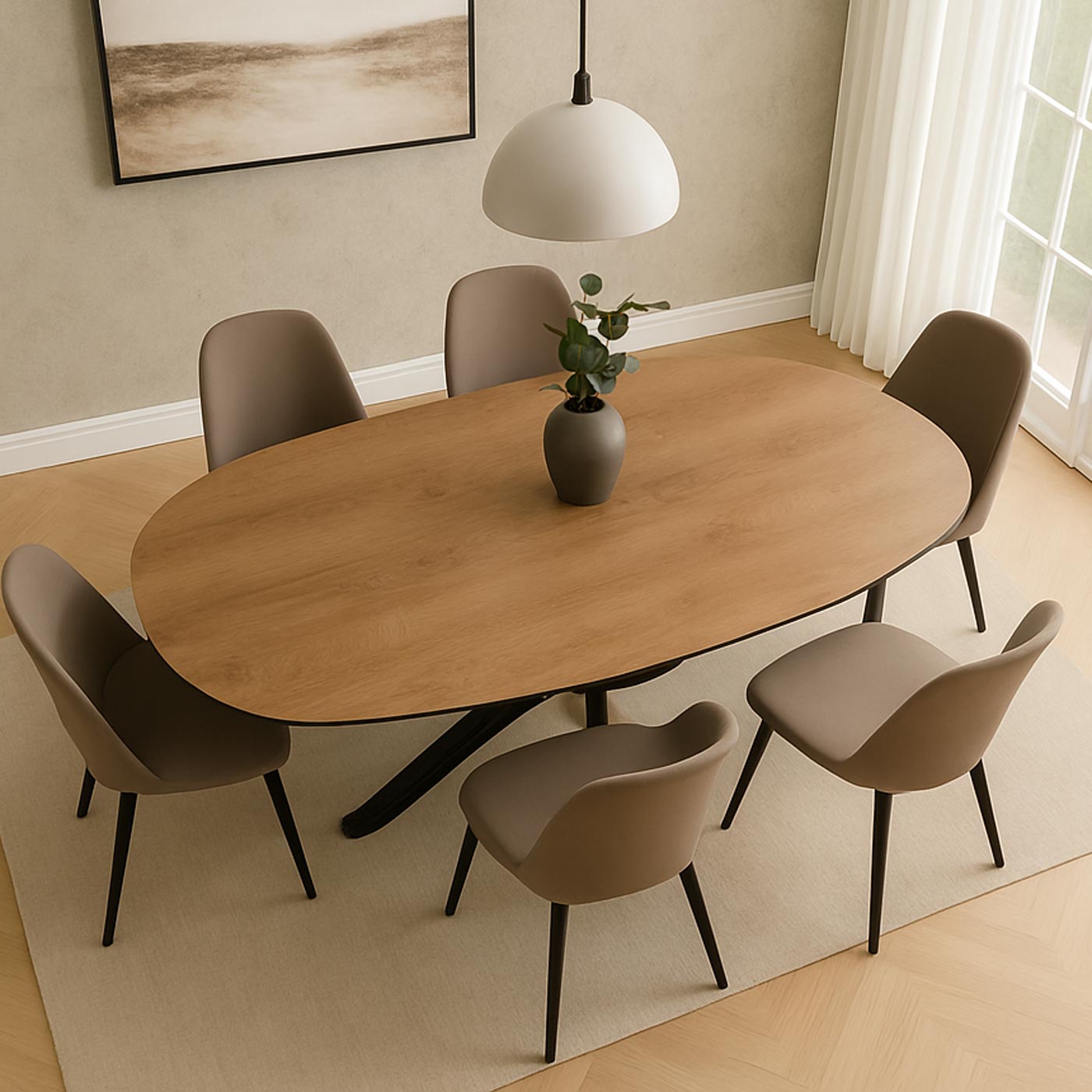 Esszimmertisch HWC-O56 Ambiente in einem modernen Wohnzimmer