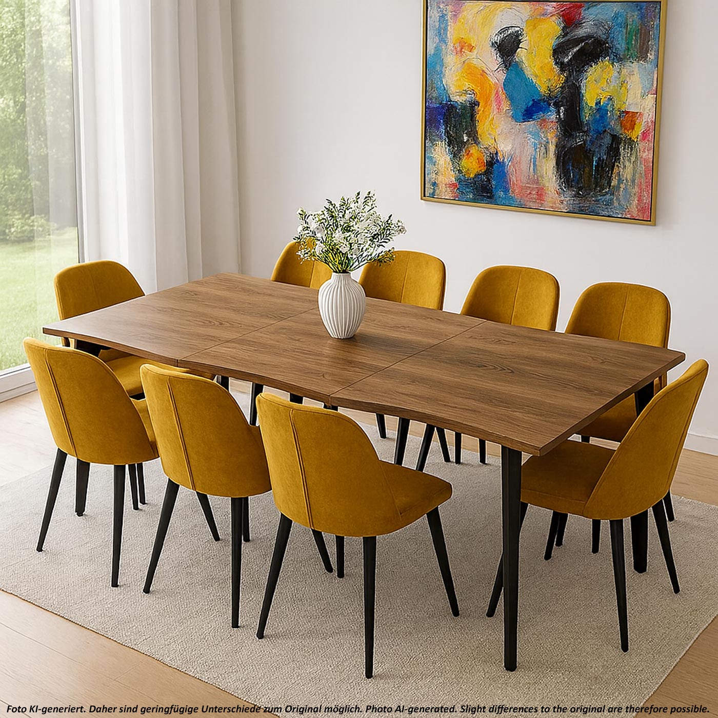 Esszimmertisch HWC-O60 Ambientebild in modernem Wohnzimmer