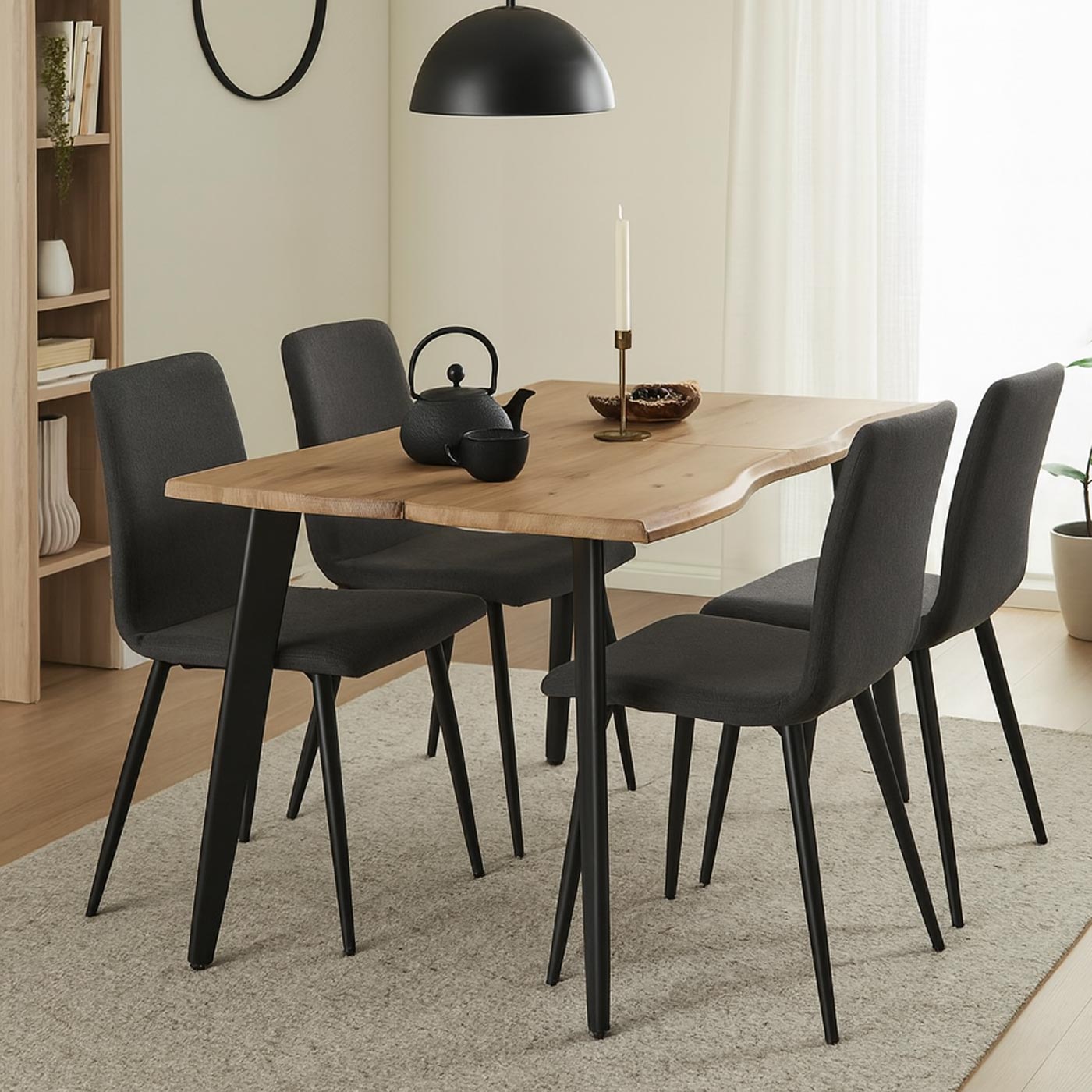 Esszimmertisch HWC-O60 Ambientebild in modernem Wohnzimmer