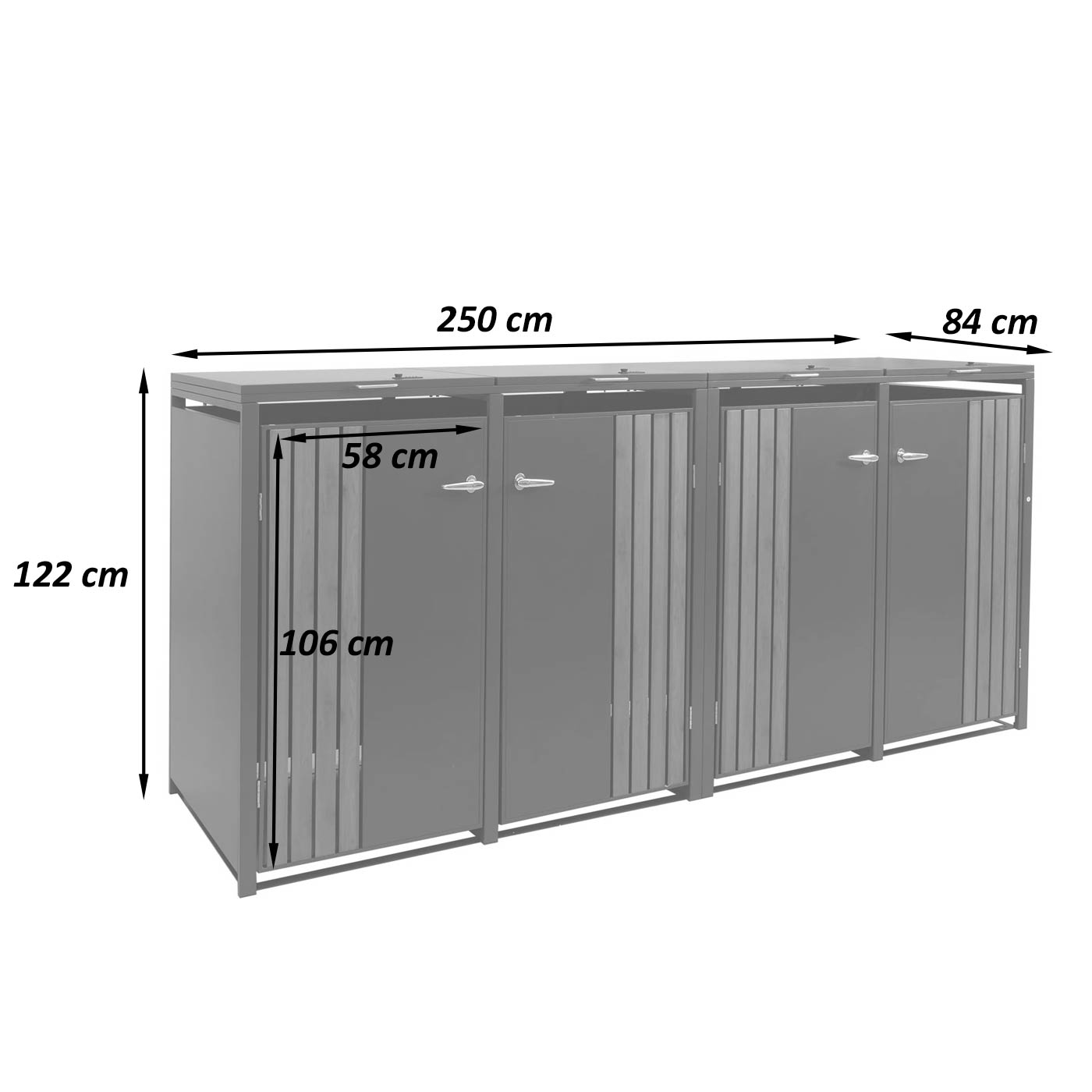 4er Mlltonnenverkleidung HWC-O67 anthrazit Mae