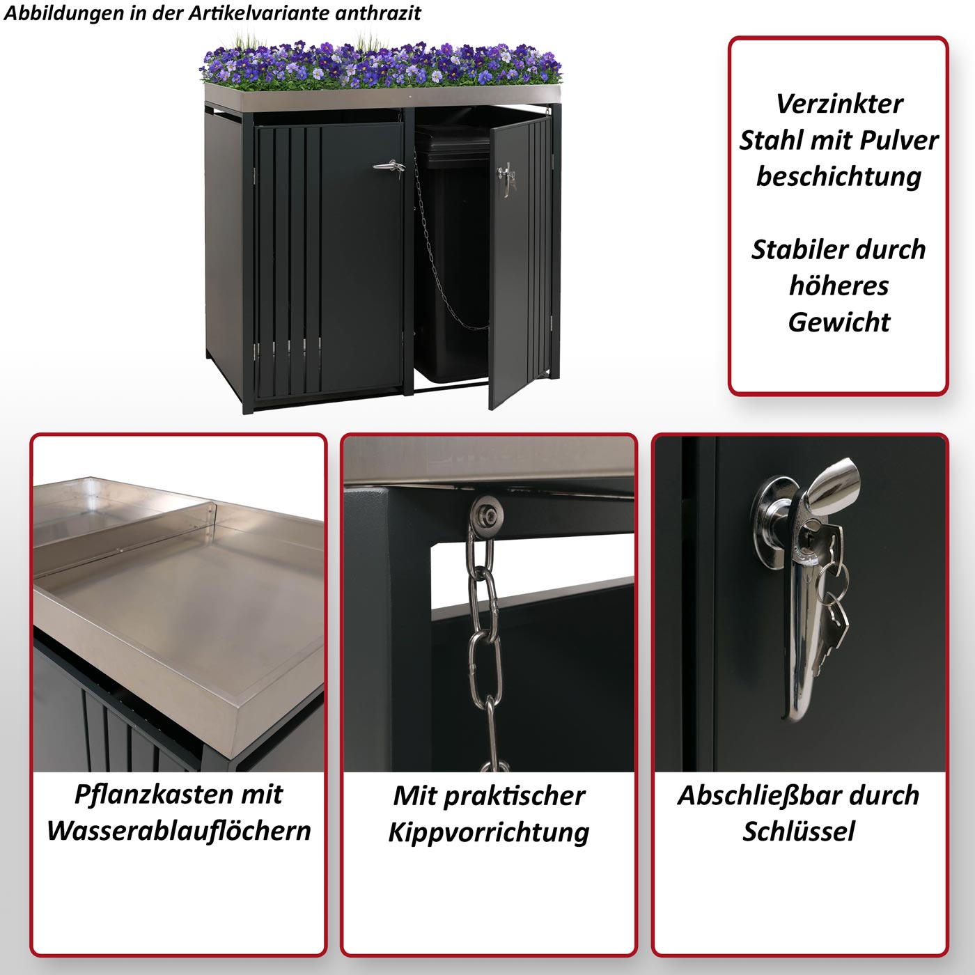 Mülltonnenverkleidung HWC-O67 Bulletbild