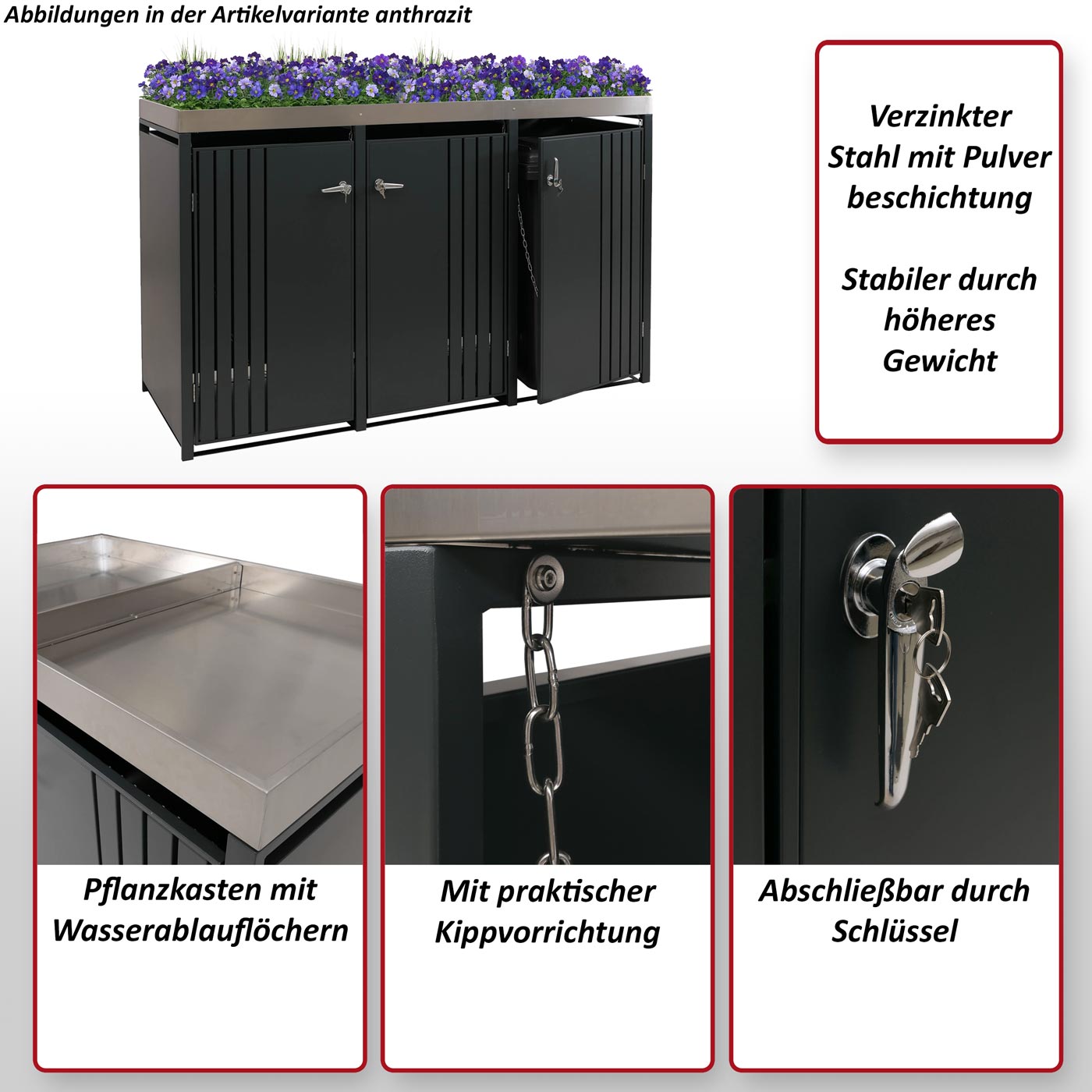 Mülltonnenverkleidung HWC-O67 Bulletbild