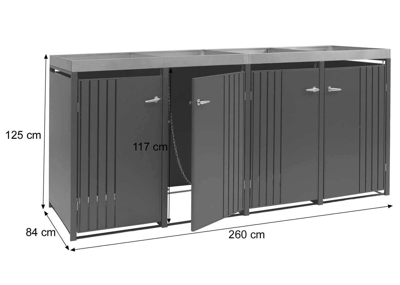 Mülltonnenverkleidung HWC-O67 Bemaßungsbild