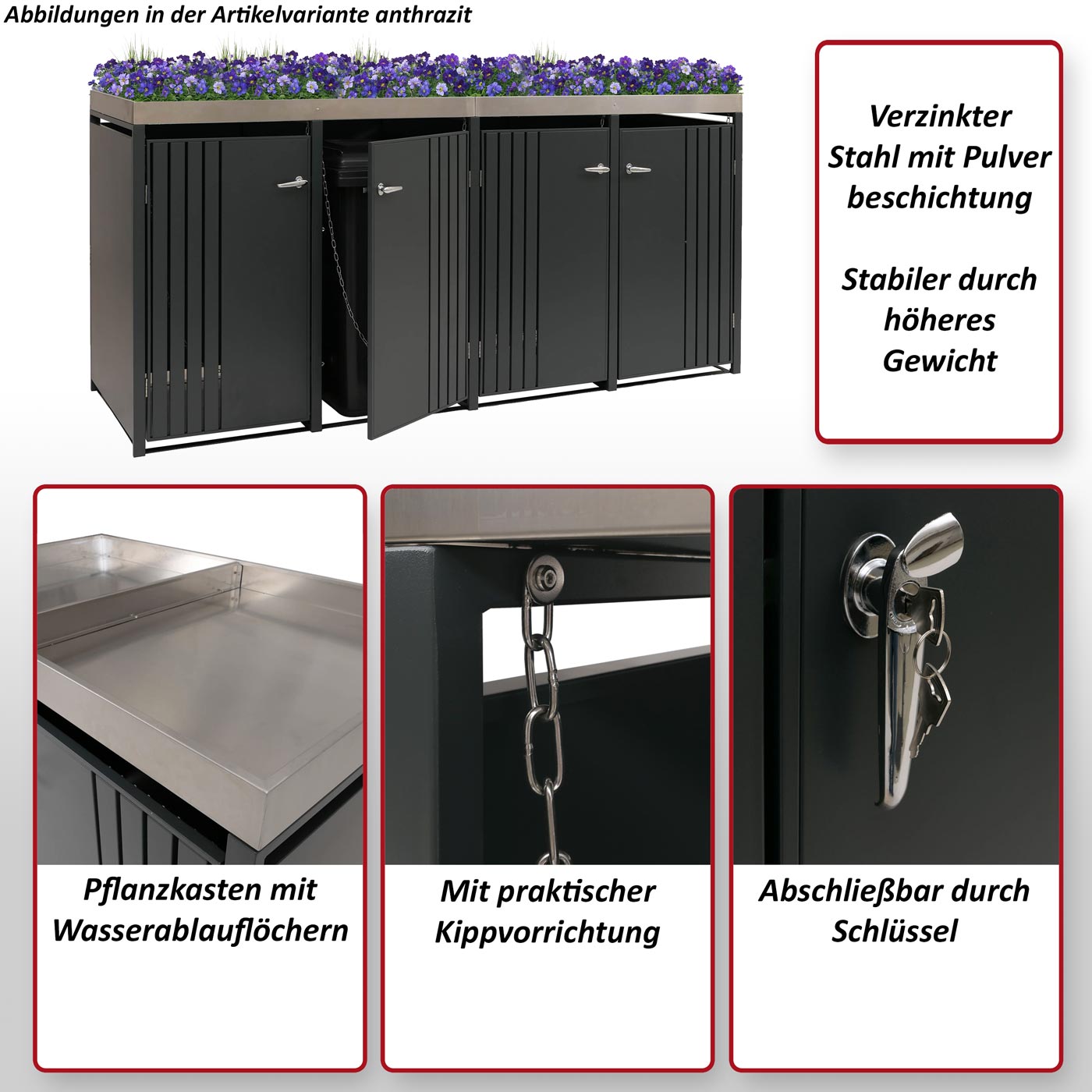 Mülltonnenverkleidung HWC-O67 Bulletbild