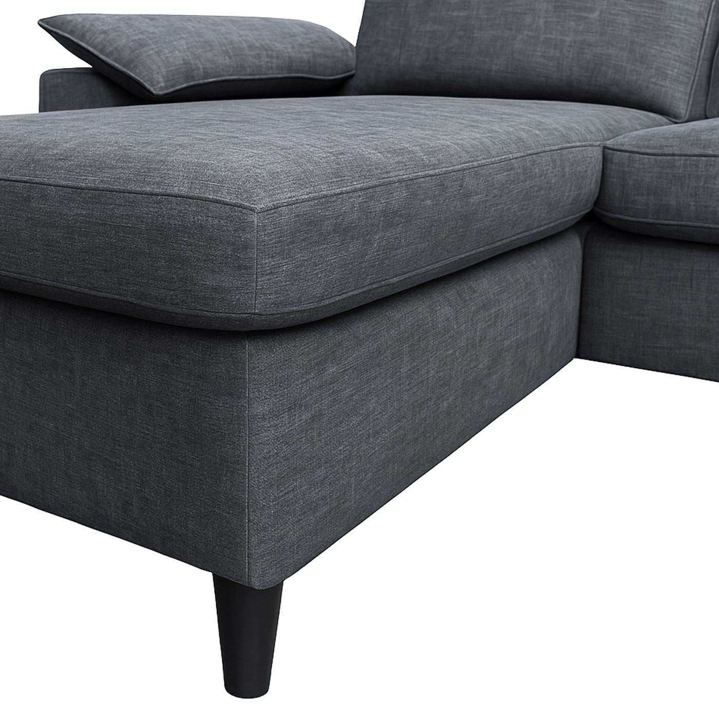 Sofa-Garnitur HWC-O71 dunkelgrau, Detailbild Ecke Liegefläche