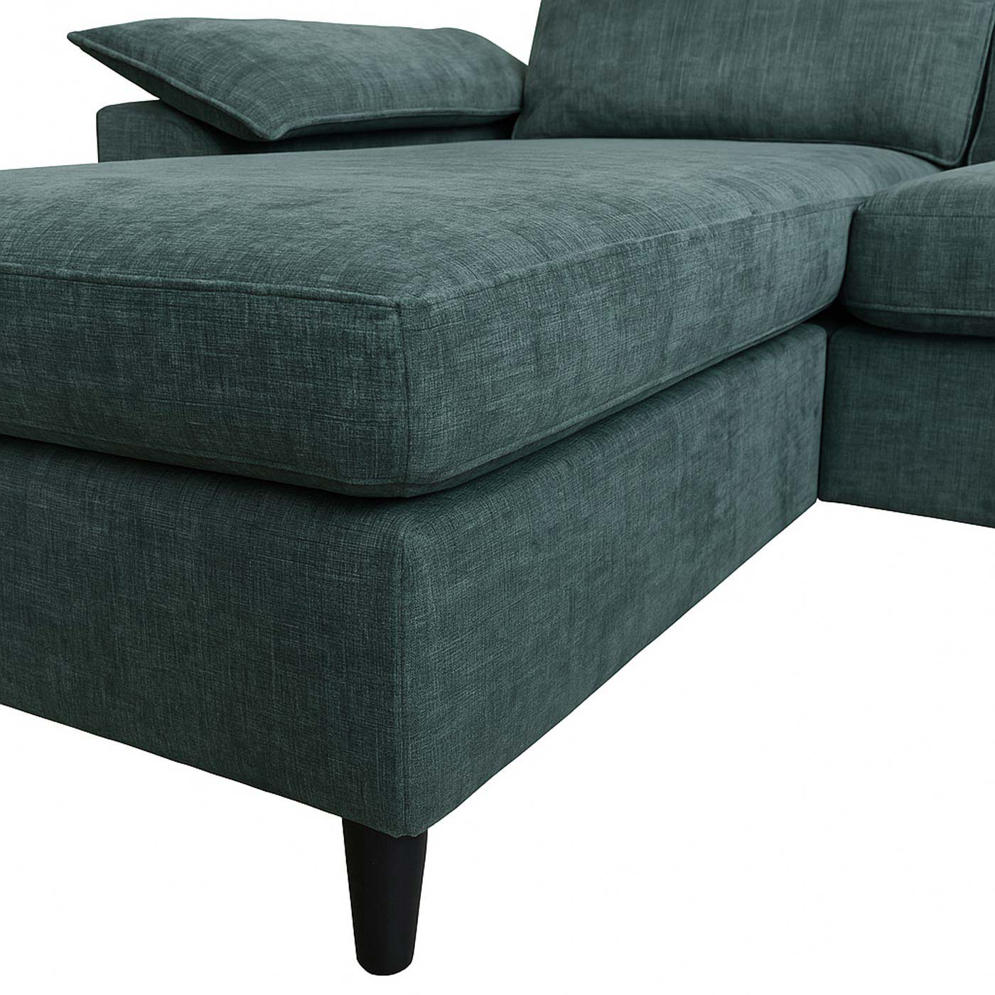 Sofa-Garnitur HWC-O71 grau-grün, Detailbild Ecke Liegefläche