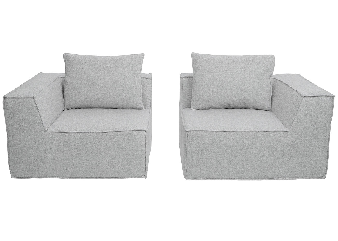  Sofa HWC-O54 hellgrau, Eckteil von vorn