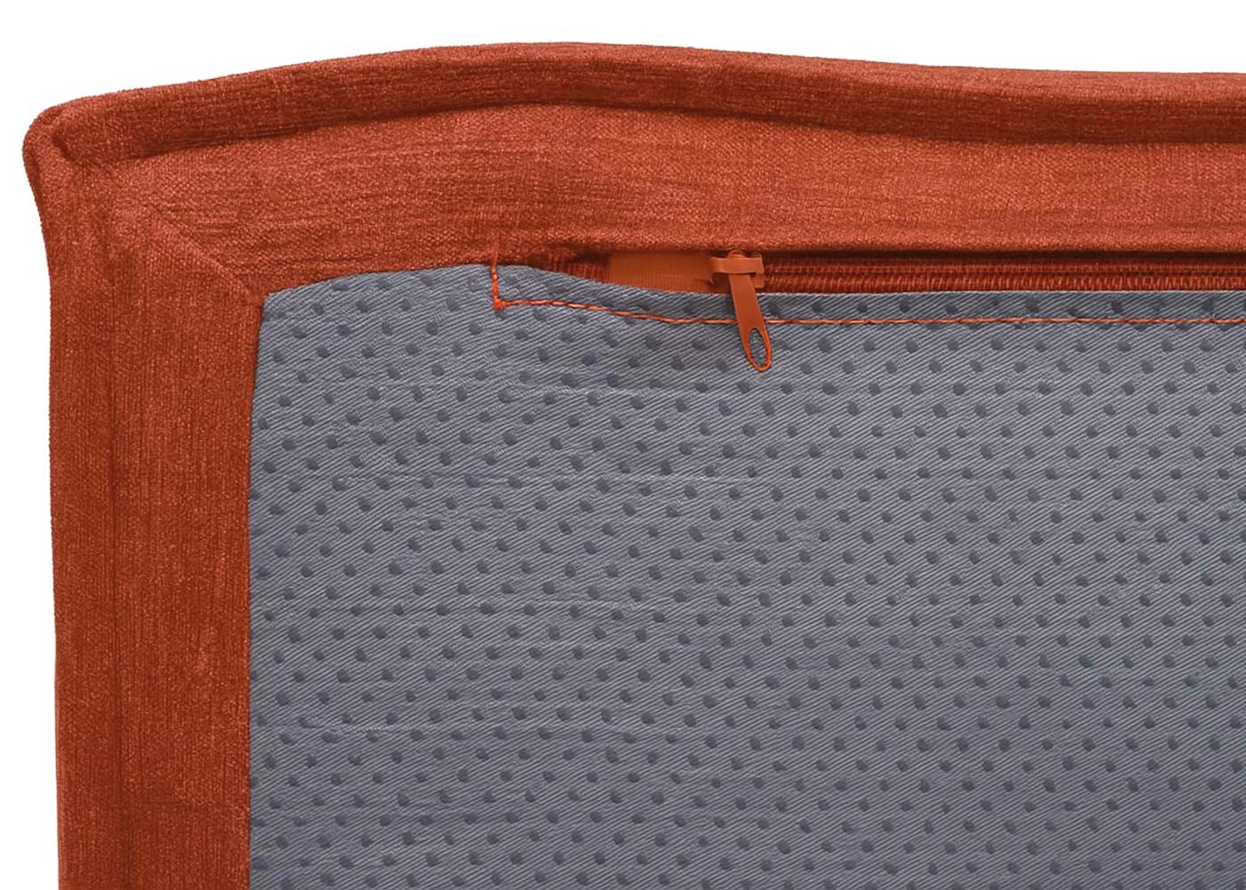Ottomane HWC-O54 terracotta, Unterseite mit Antirutsch-Noppen und Reiverschluss 