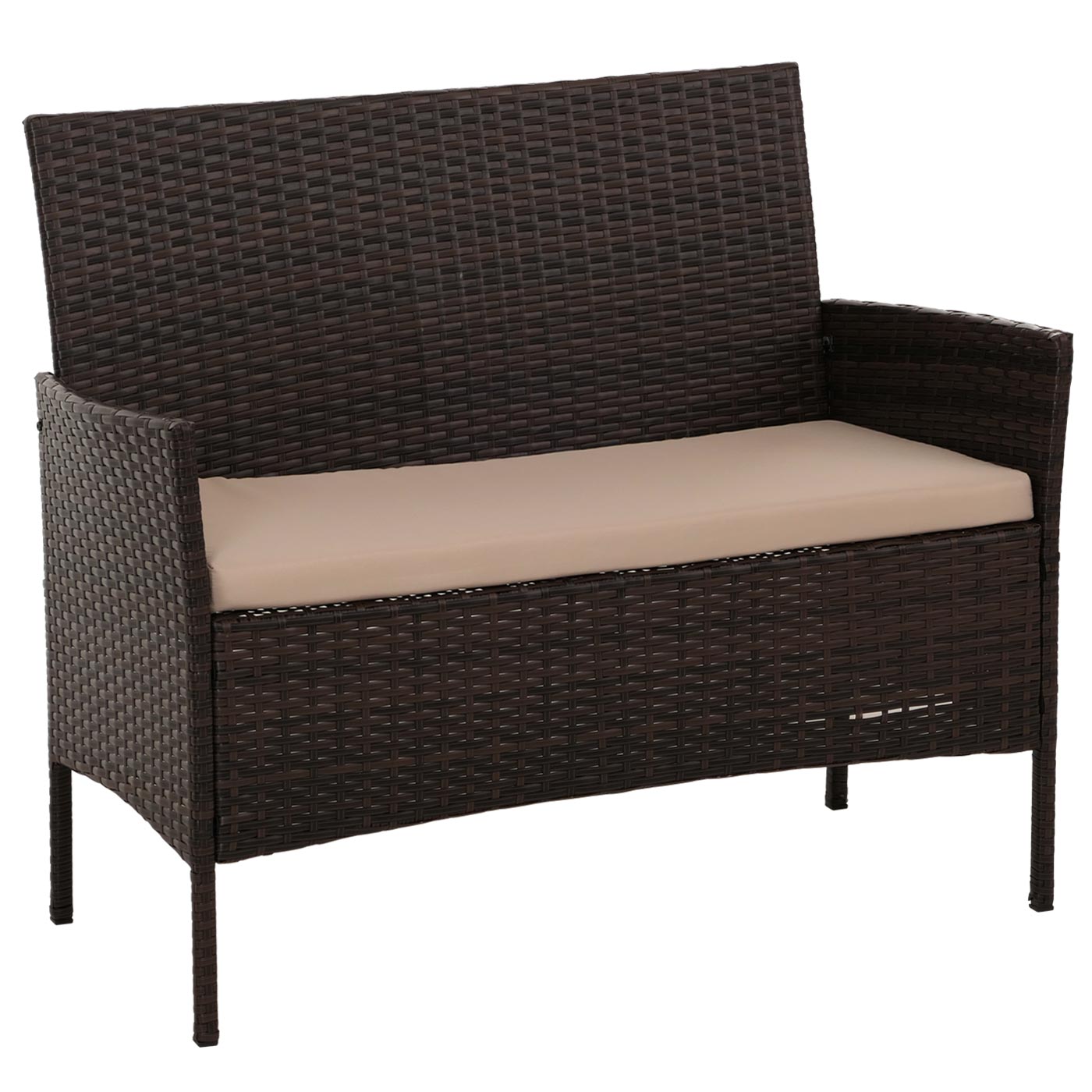Poly-Rattan Garten-Garnitur HWC-N98 Bank Seitenansicht