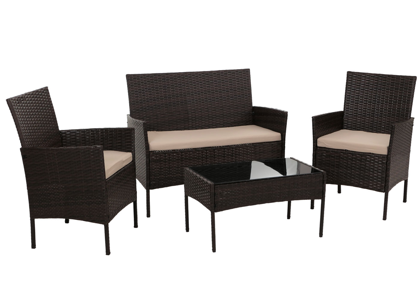 Poly-Rattan Garten-Garnitur HWC-N98 Seitenansicht