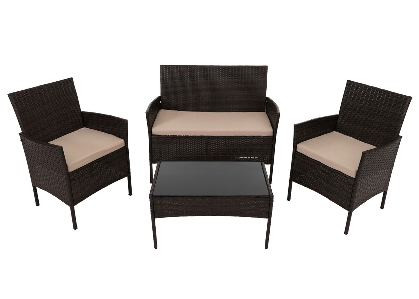 Poly-Rattan Garten-Garnitur HWC-N98 Ansicht von oben