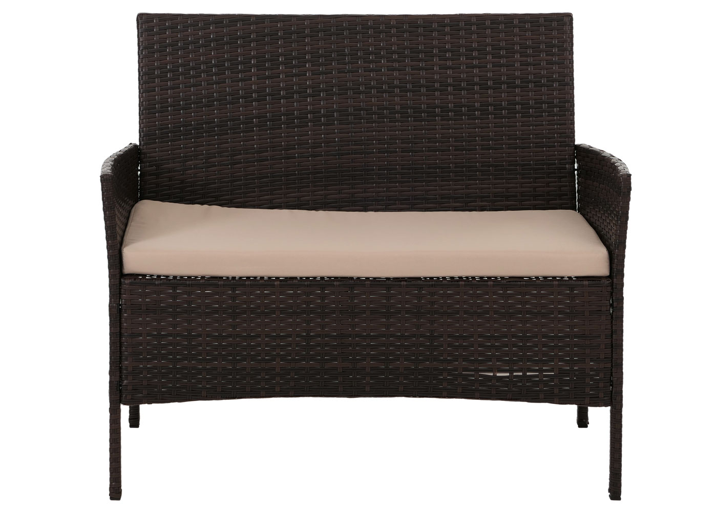 Poly-Rattan Garten-Garnitur HWC-N98 Bank Frontansicht