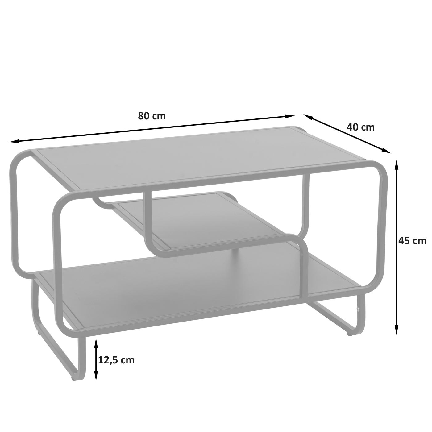 Couchtisch HWC-O49 Metall weiss Bemaßung