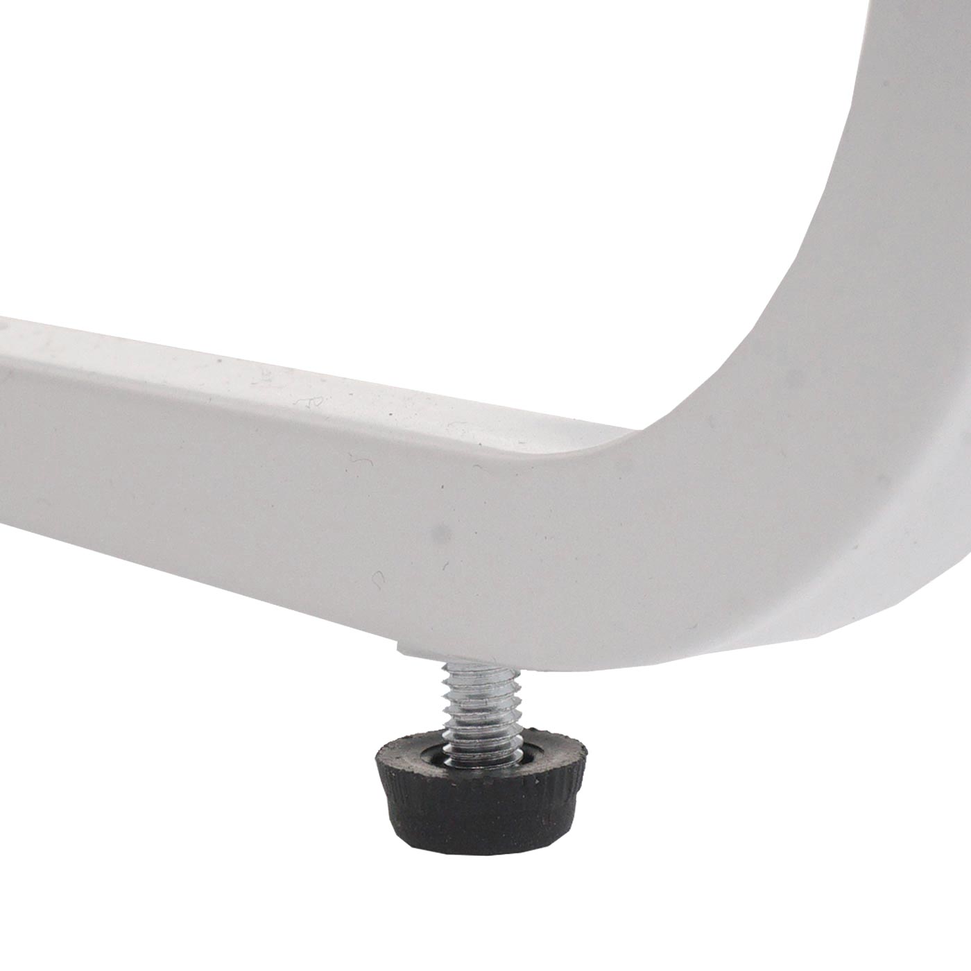Couchtisch HWC-O49 Metall weiss Detail verstellbare Fußbodenschoner