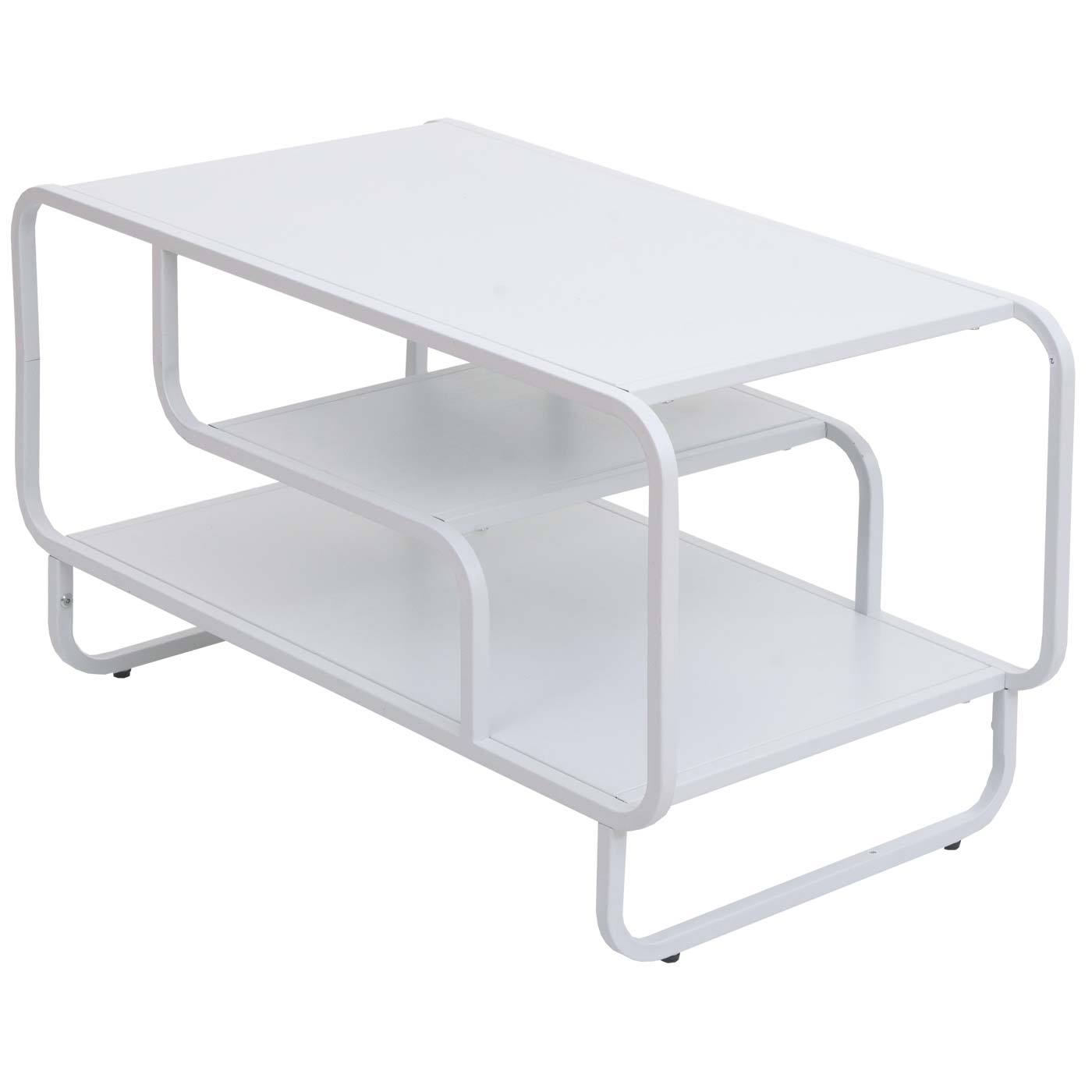 Couchtisch HWC-O49 Metall weiss schräge Ansicht
