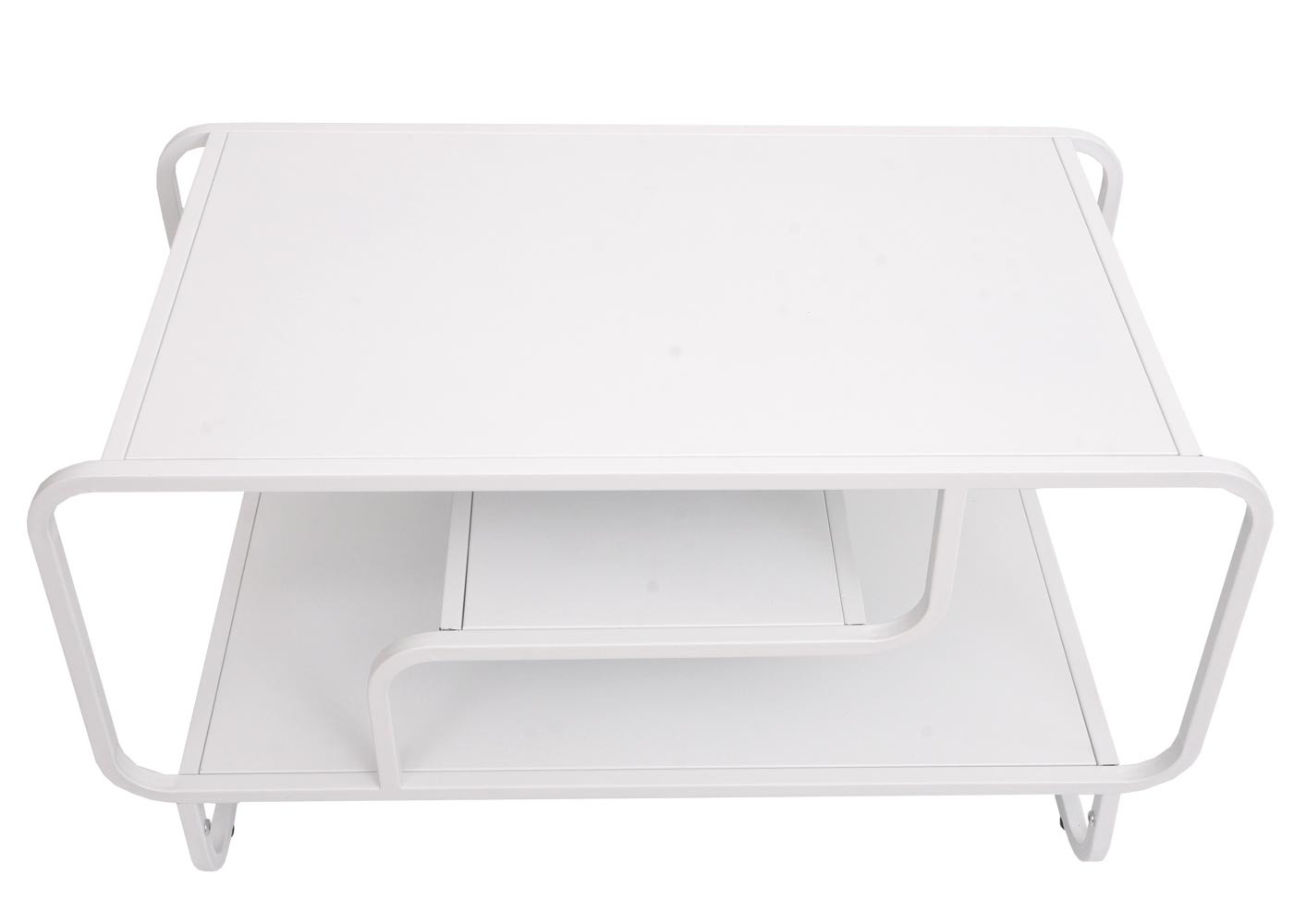Couchtisch HWC-O49 Metall weiss Ansicht von oben