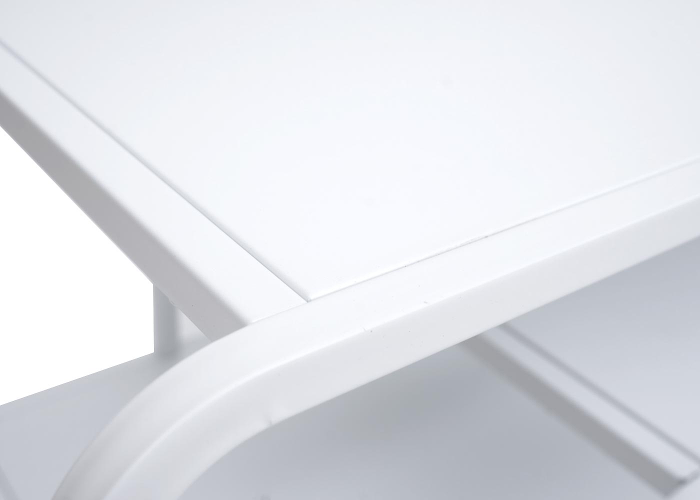 Couchtisch HWC-O49 Metall weiss Detail abgerundete Kanten