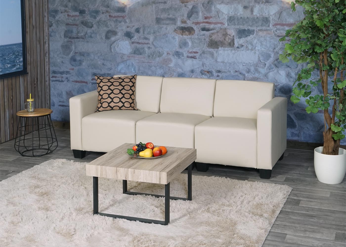 Modular 3-Sitzer Sofa Couch Lyon Anwendungsbeispiel