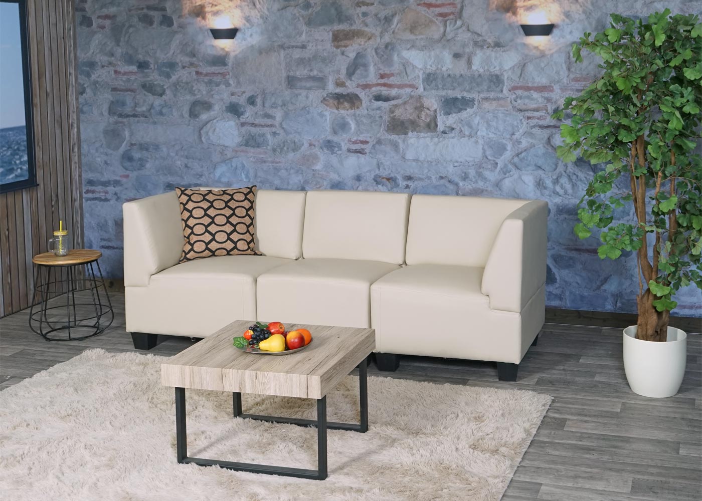 Modular 3-Sitzer Sofa Couch Lyon Anwendungsbeispiel