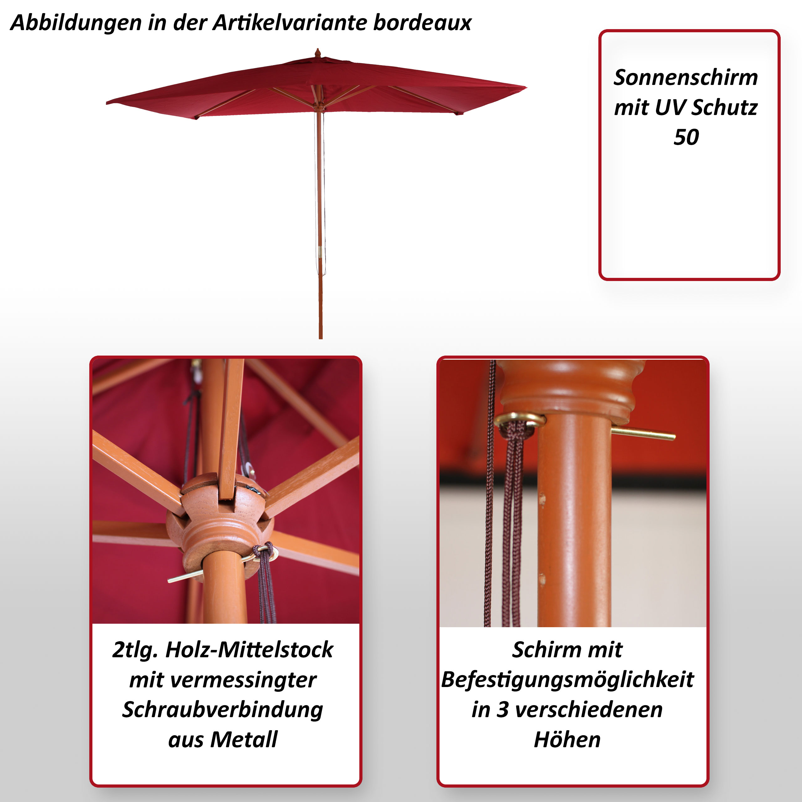 Sonnenschirm Florida 2x3m Funktionsbild