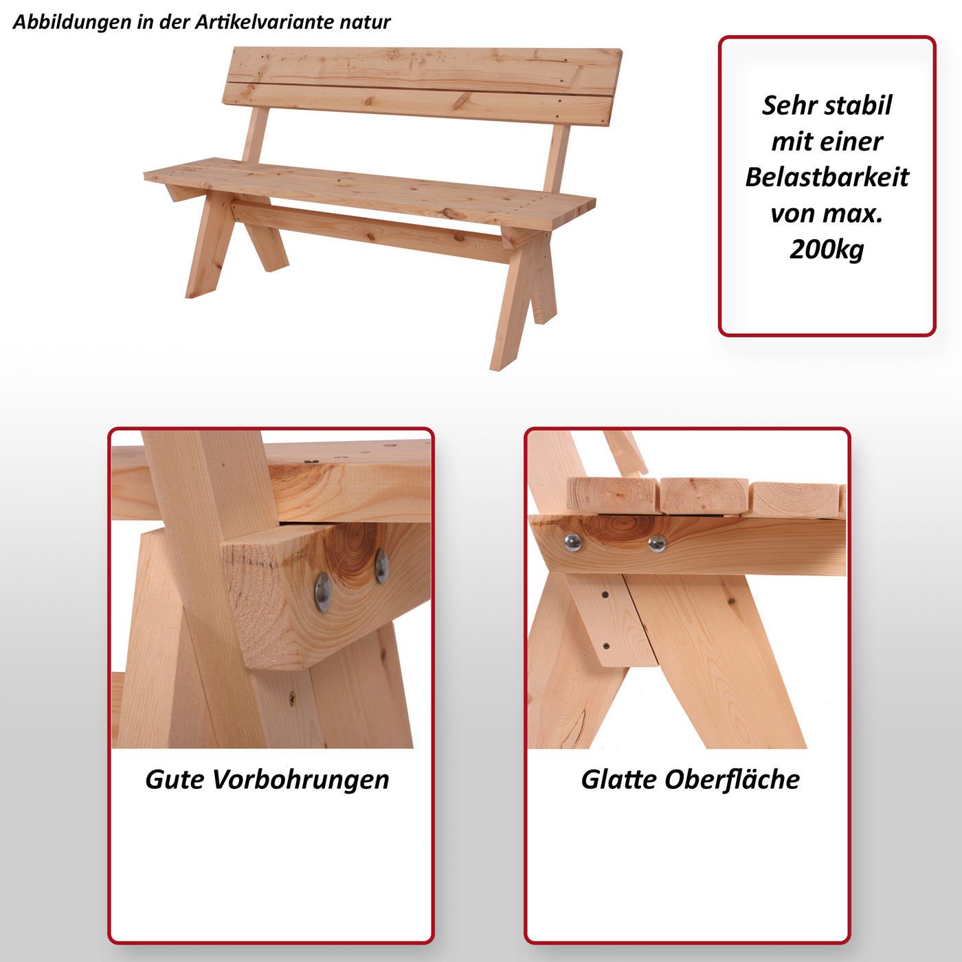 Holzbank Oslo Funktionsbild