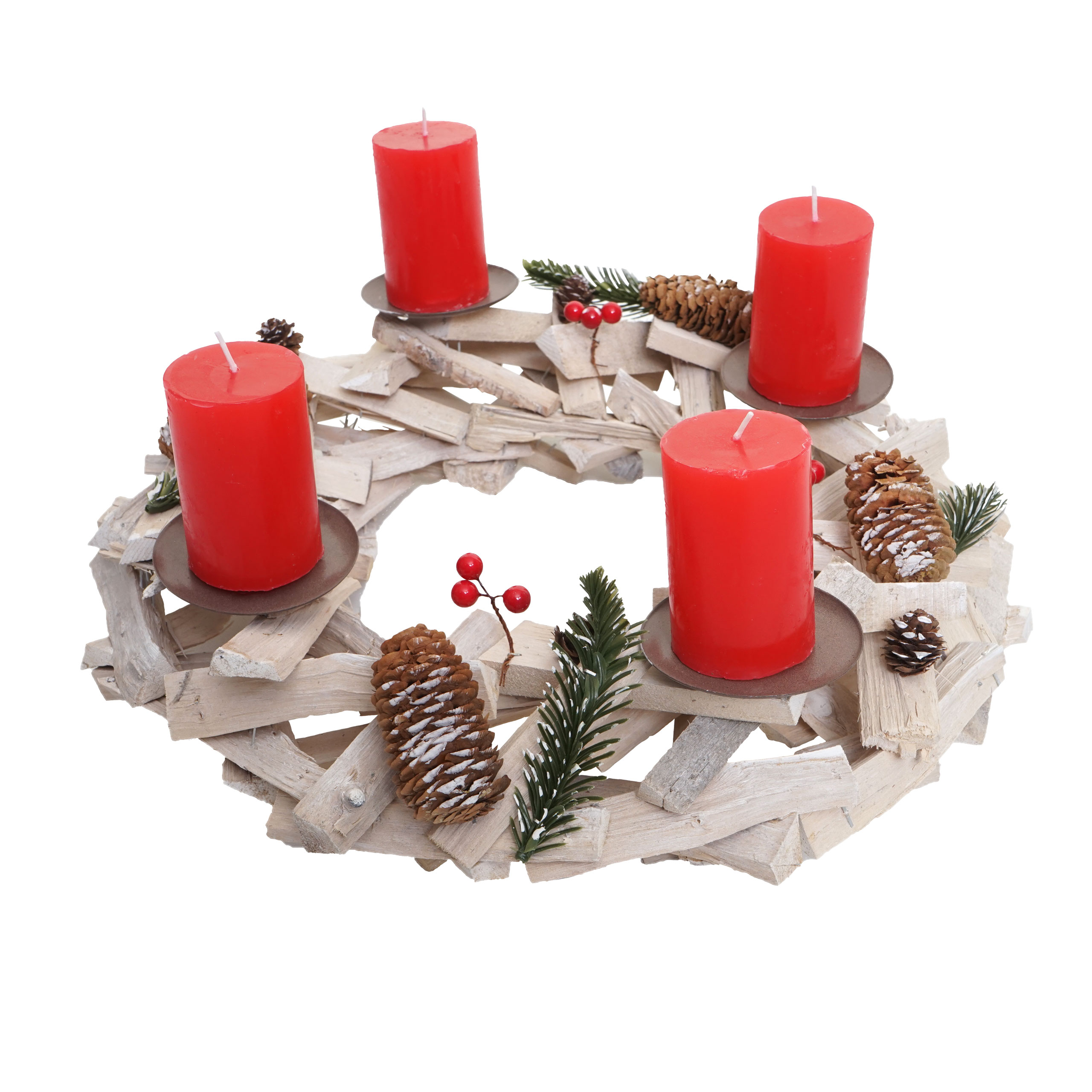 Ø rund, 40cm | weiß-grau Weihnachtsdeko eBay Adventskranz Tischkranz, Holz