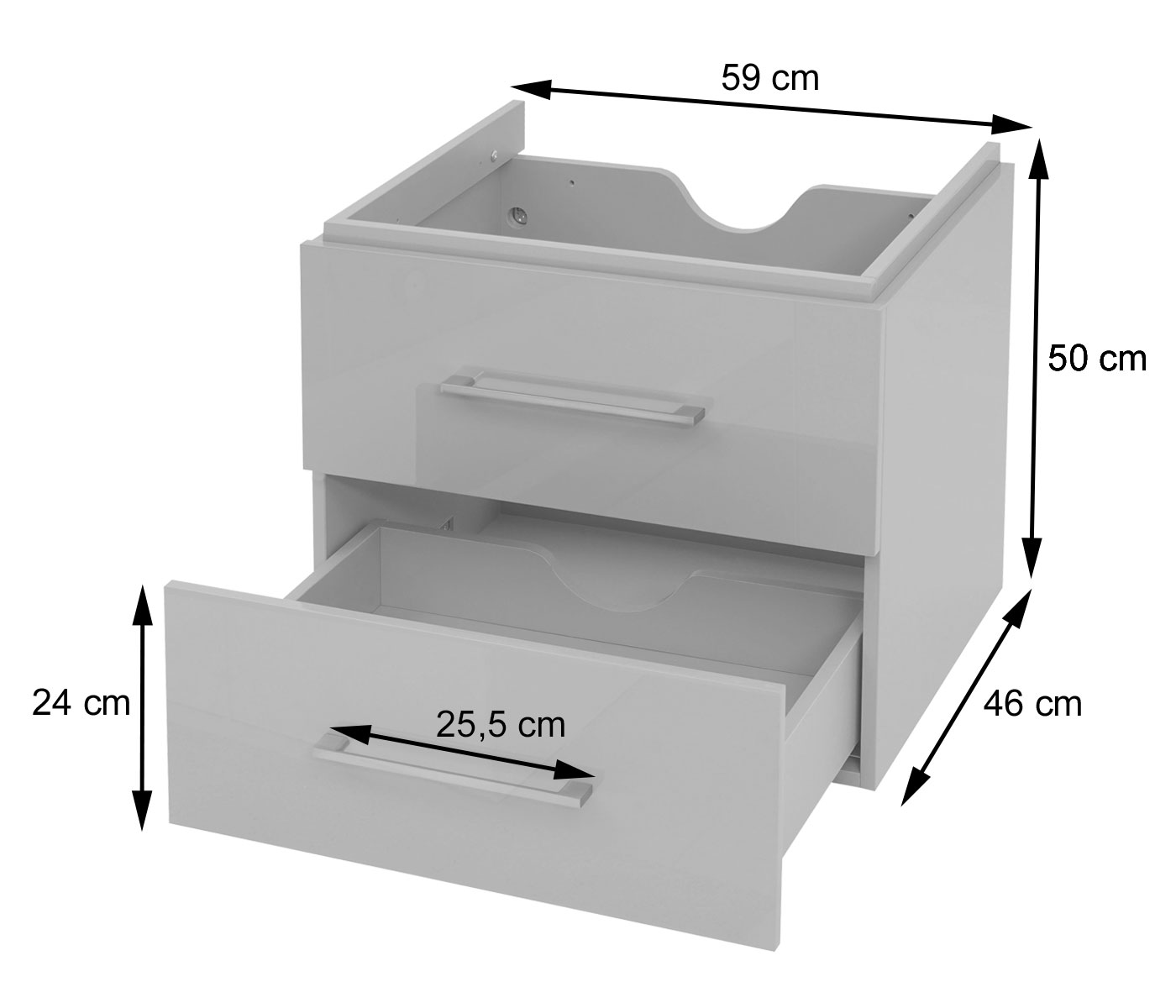 Waschbeckenunterschrank HWC-D16 Bemaungsbild