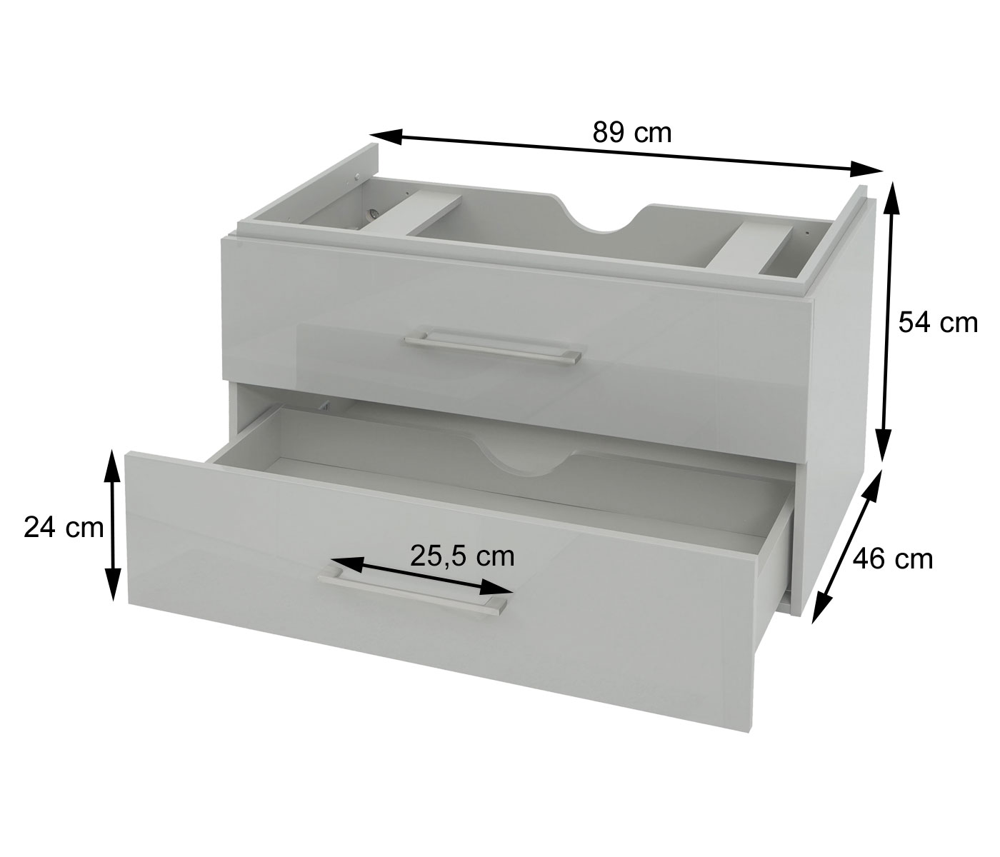 Waschbeckenunterschrank HWC-D16 Bemassungsbild