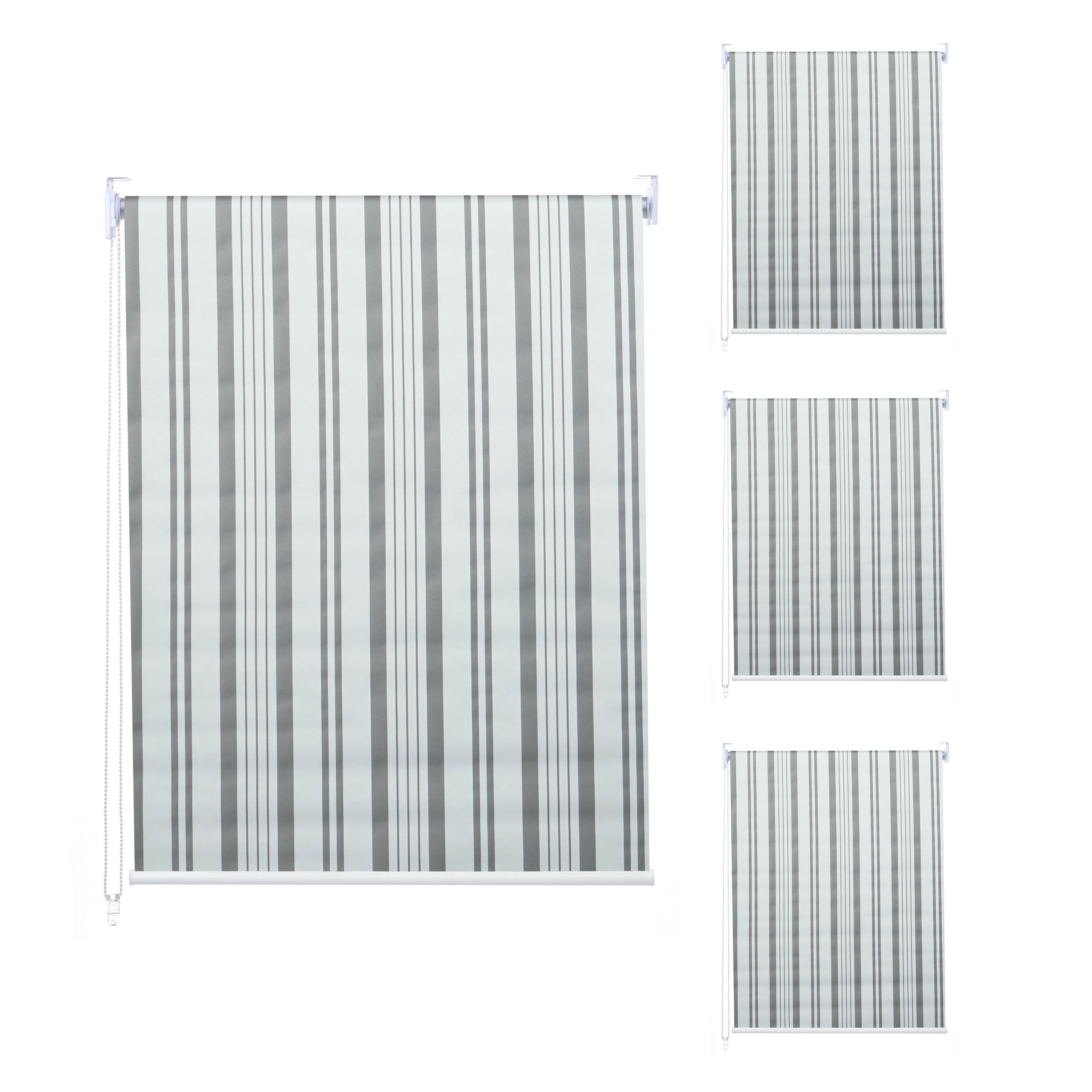 4er-Set Rollo HWC-D52, Seitenzugrollo Jalousie, blickdicht Sonnenschutz grau/weiß ~ von Fensterrollo Heute-Wohnen 100x160cm
