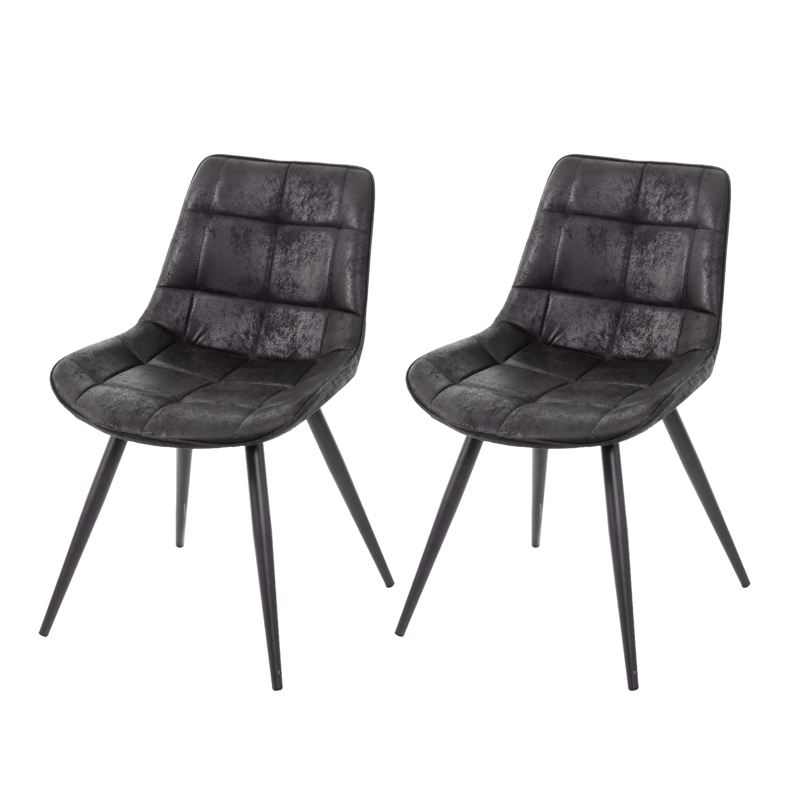 2x Esszimmerstuhl HWC E57, Stuhl Cocktailstuhl Küchenstuhl Polsterstuhl, Retro Wildleder Optik ~ StoffTextil schwarz 2x Esszimmerstuhl HWC E57, Stuhl Cocktailstuhl Küchenstuhl Polsterstuhl, Retro Wildleder Optik ~ StoffTextil schwarz