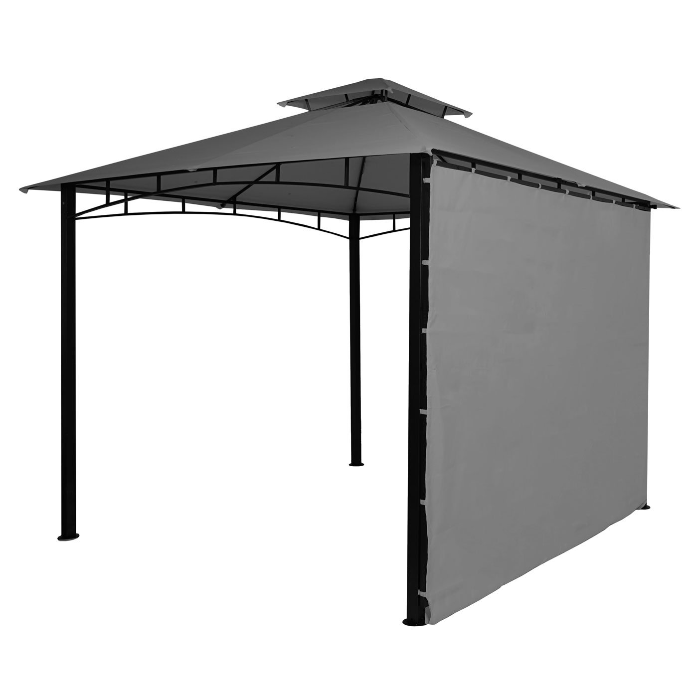 Pergola, Garten Pavillon, Stahl bewegliche Seitenwand 2,5x2,5m, grau