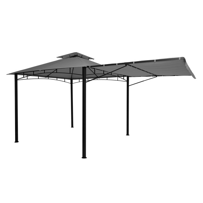 Pergola, Garten Pavillon, Stahl bewegliche Seitenwand 2,5x2,5m, grau