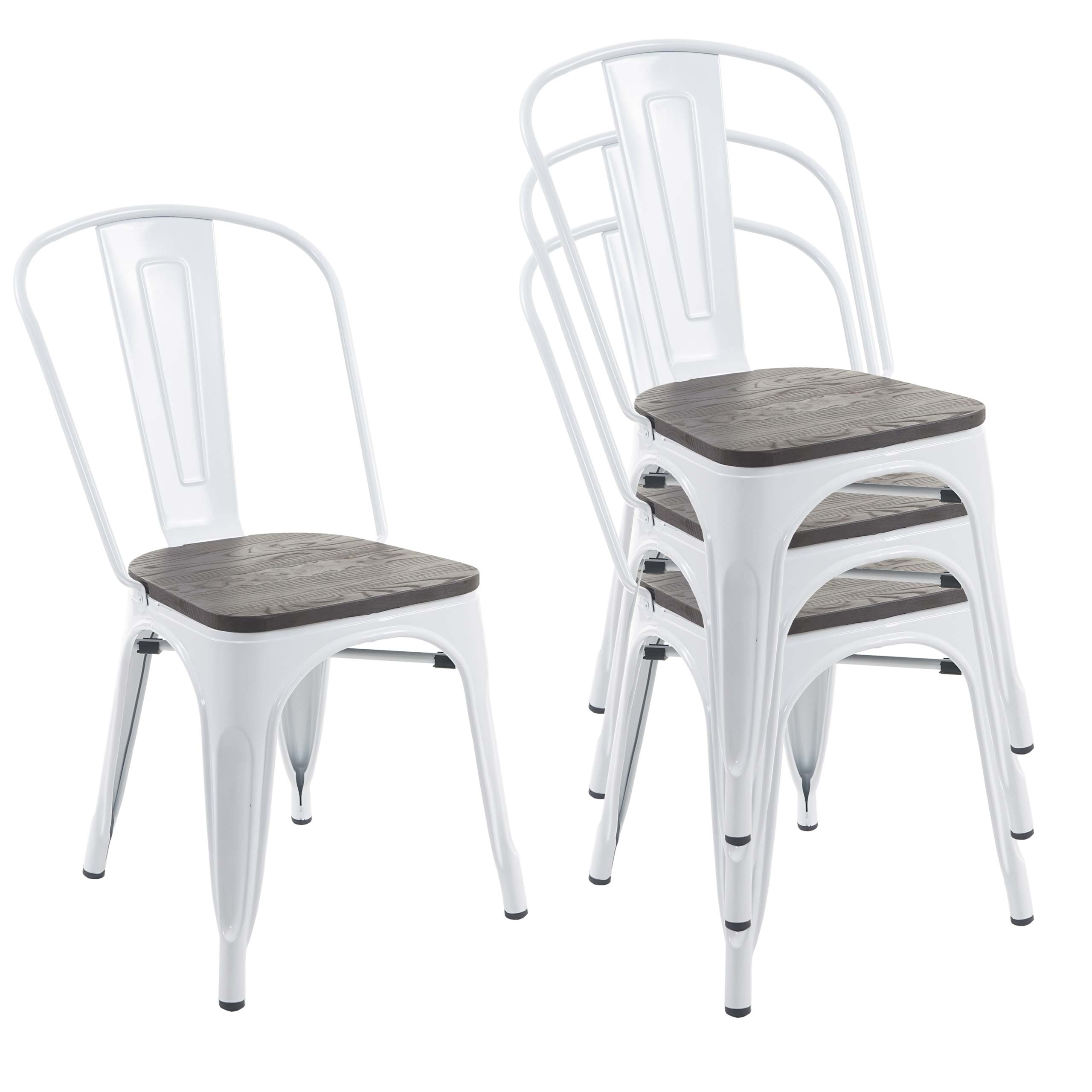 4er-Set Stuhl HWC-A73, Bistrostuhl, Holz-Sitz Metall Industriedesign stapelbar - Bild 14 von 15