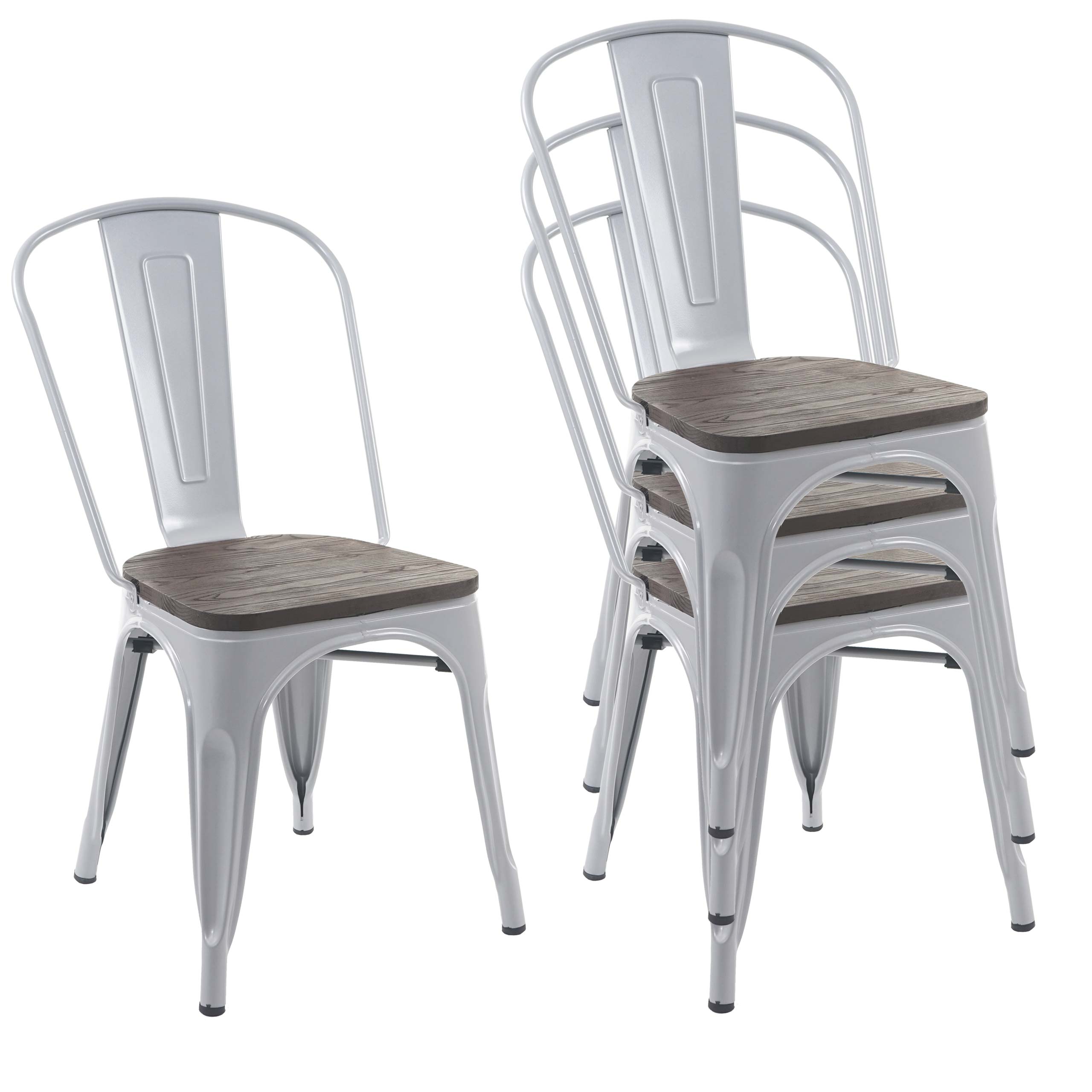 4er-Set Stuhl HWC-A73, Bistrostuhl, Holz-Sitz Metall Industriedesign stapelbar - Bild 15 von 15