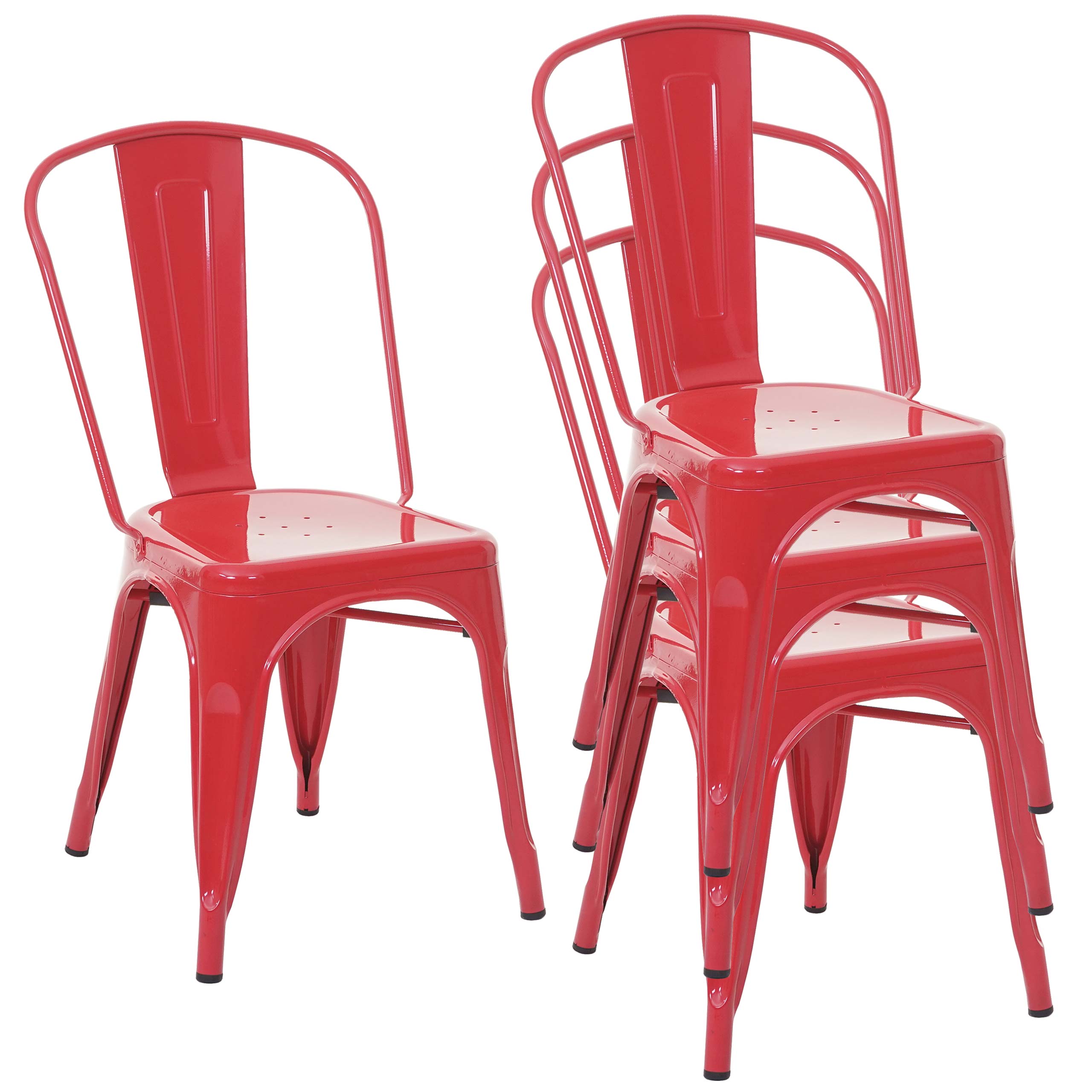 4er-Set Stuhl HWC-A73, Bistrostuhl Stapelstuhl, Metall Industriedesign stapelbar - Bild 16 von 16