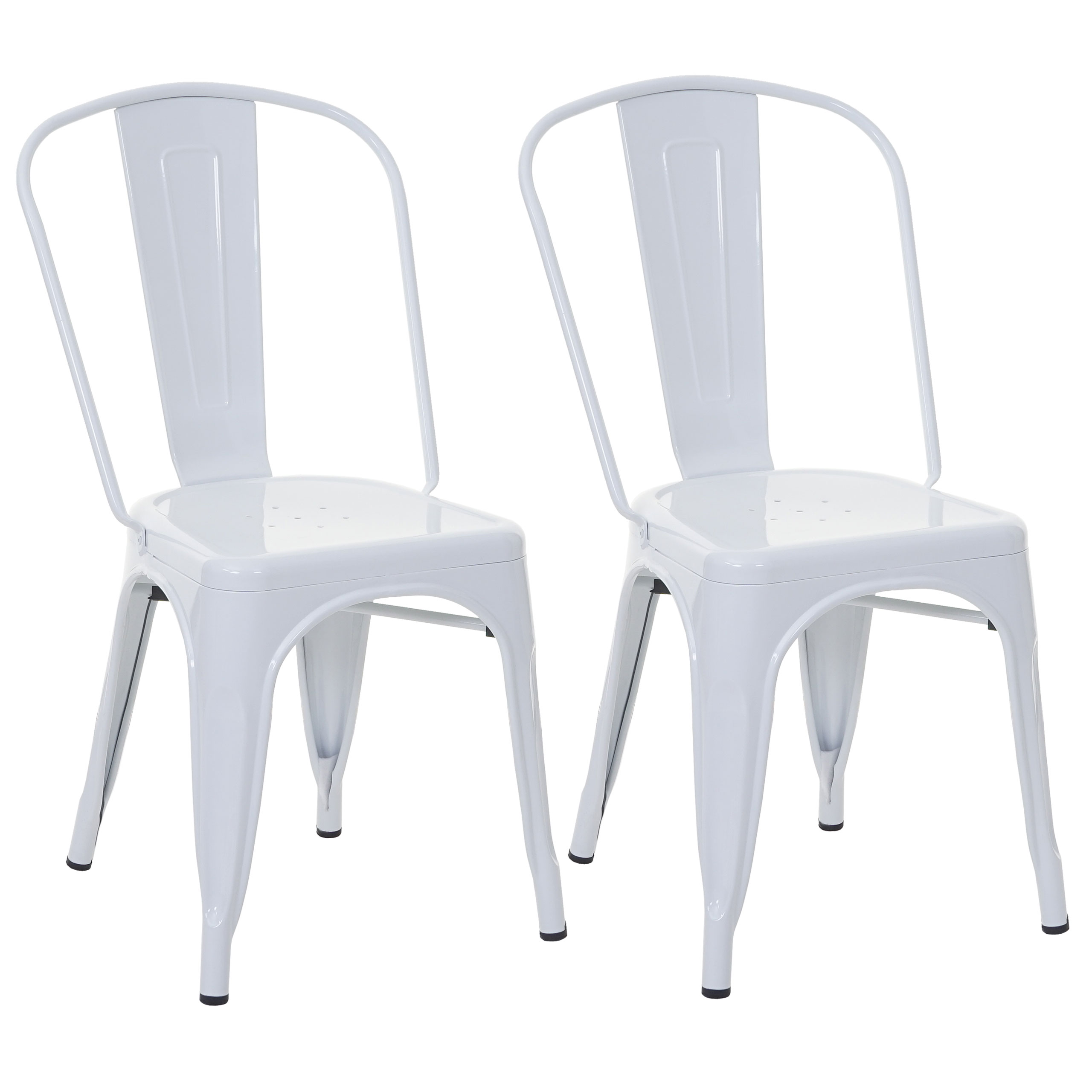 B-Ware 2x Stuhl HWC-A73 weiß Bistrostuhl Metall Industriedesign stapelbar 