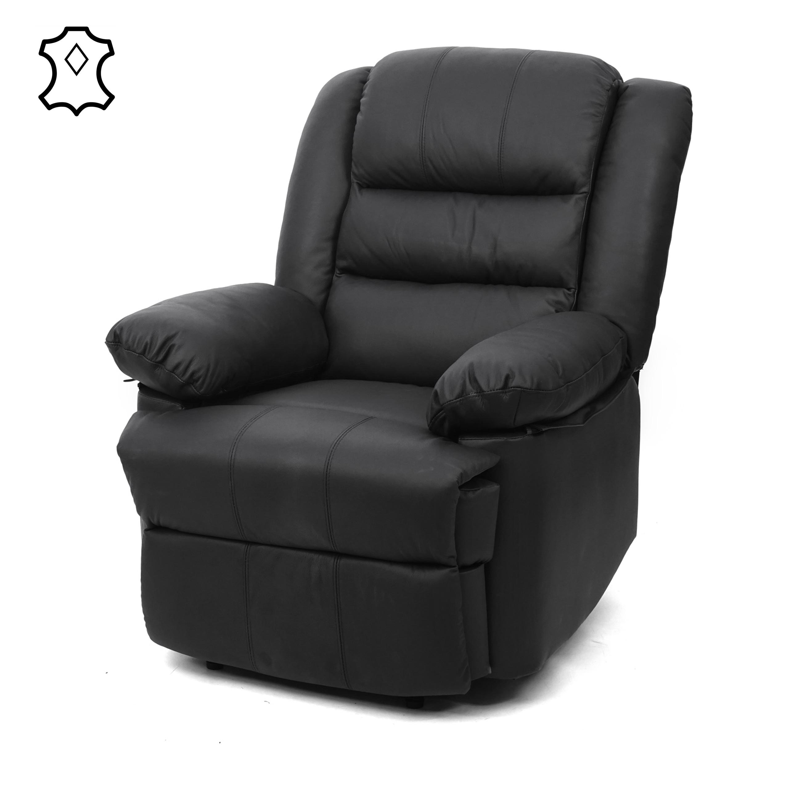 Fernsehsessel HWC-G15, Relaxsessel Liege + schwarz Leder Sessel, von ~ Heute-Wohnen Kunstleder 101x87x100cm