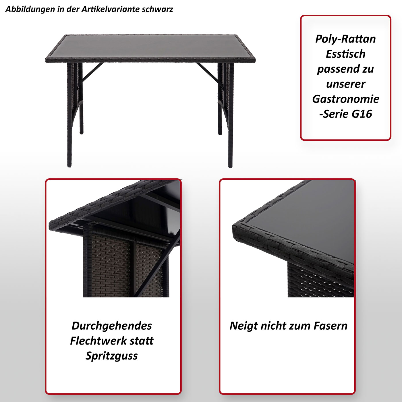 Poly-Rattan Esstisch HWC-G16 Bullet-Bild