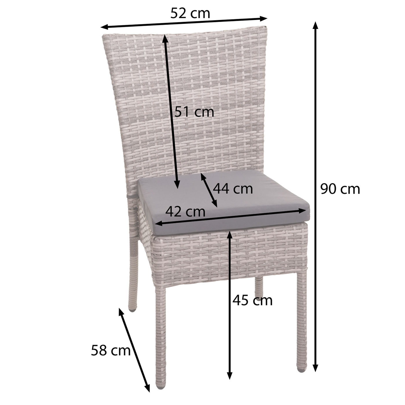 Poly-Rattan Garnitur HWC-G19 Set Bemaungsbild Stuhl